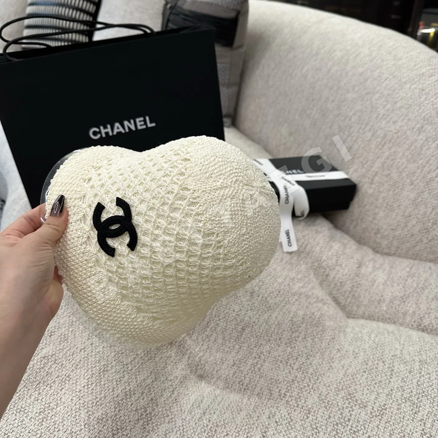 샤넬 라피아 메시 니트 어부모자 상세 이미지 5