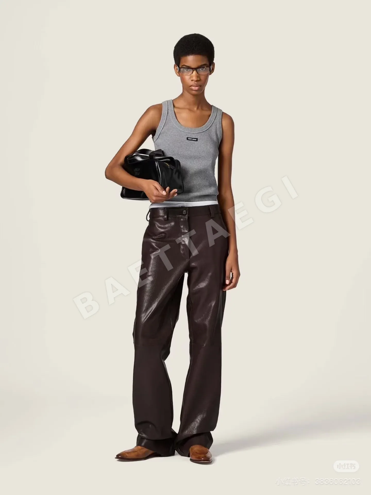 미우미우 리브 코튼 스트레치 반팔 티셔츠 상세 이미지 2
