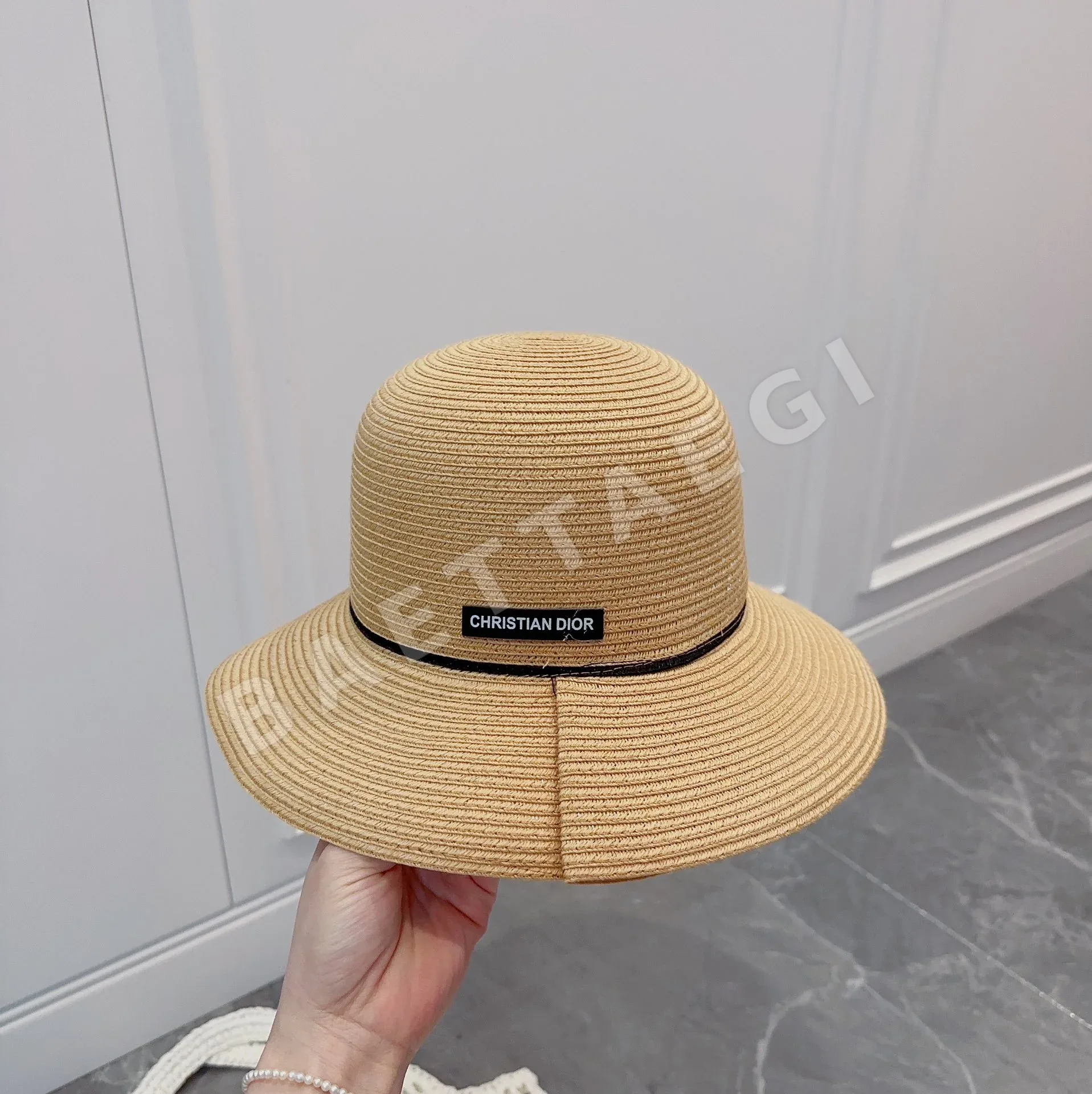디올 접이식 밀짚 모자 상세 이미지 3