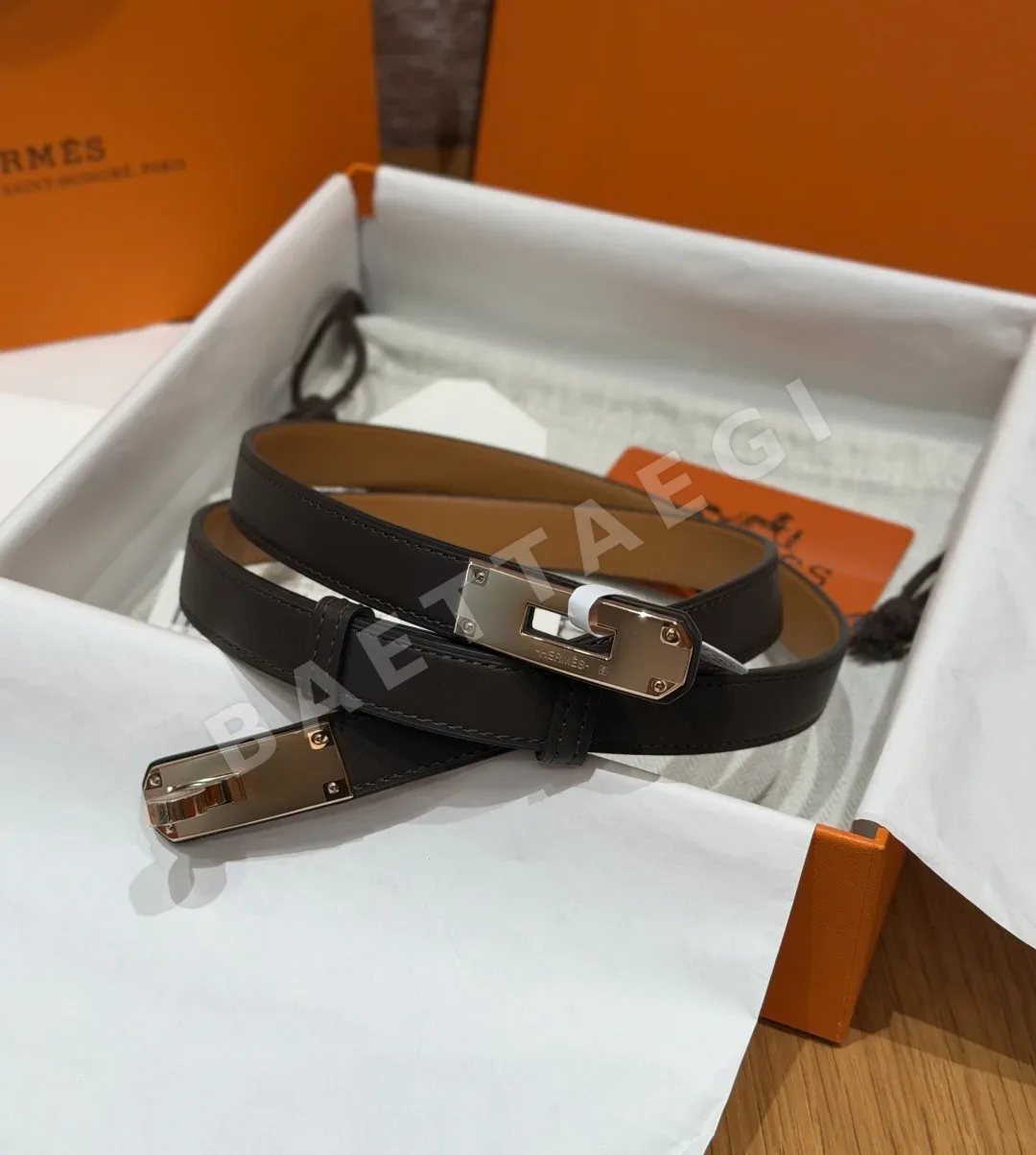 에르메스 켈리 팔라듐 버클 헌터 가죽 벨트 177693