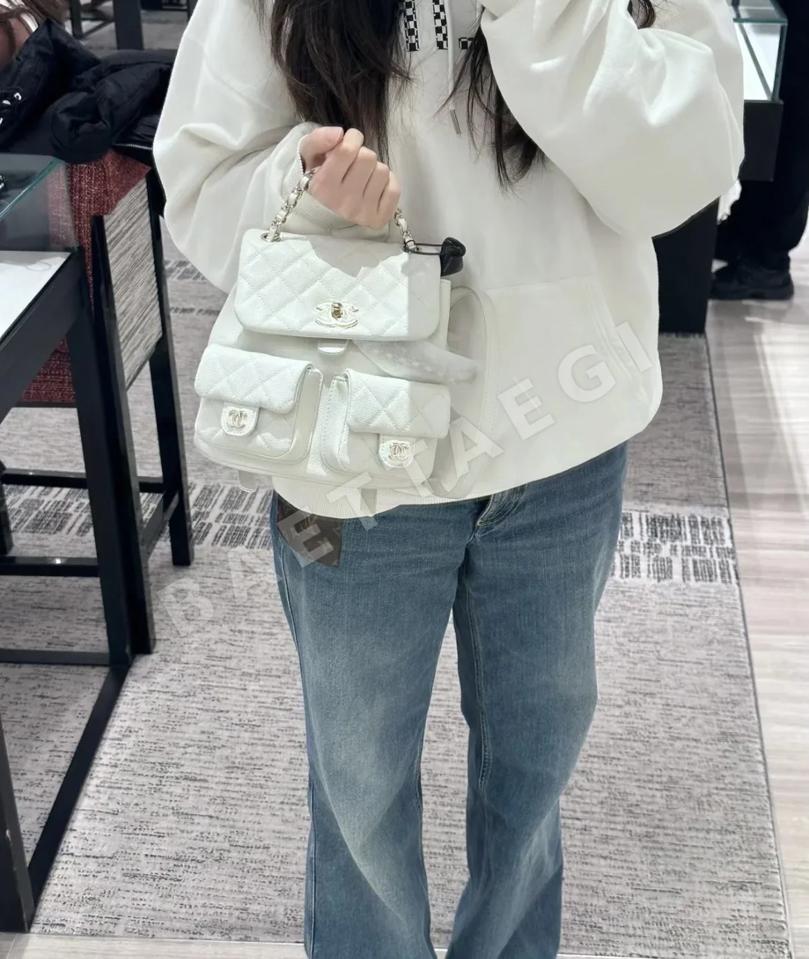 샤넬 캐비어 화이트 백팩 라지 상세 이미지 2