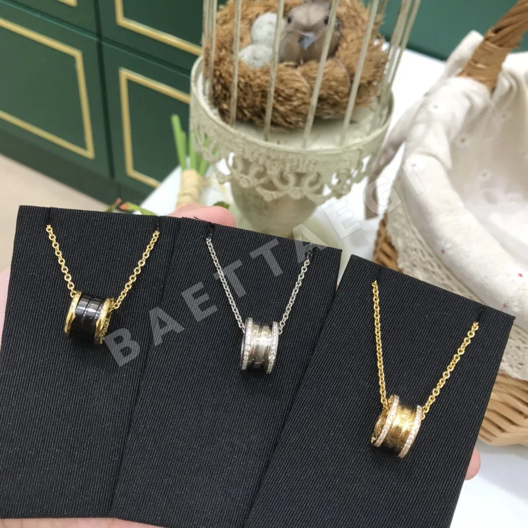 불가리 3 중 링 조절 로고 펜던트 목걸이 상세 이미지 2