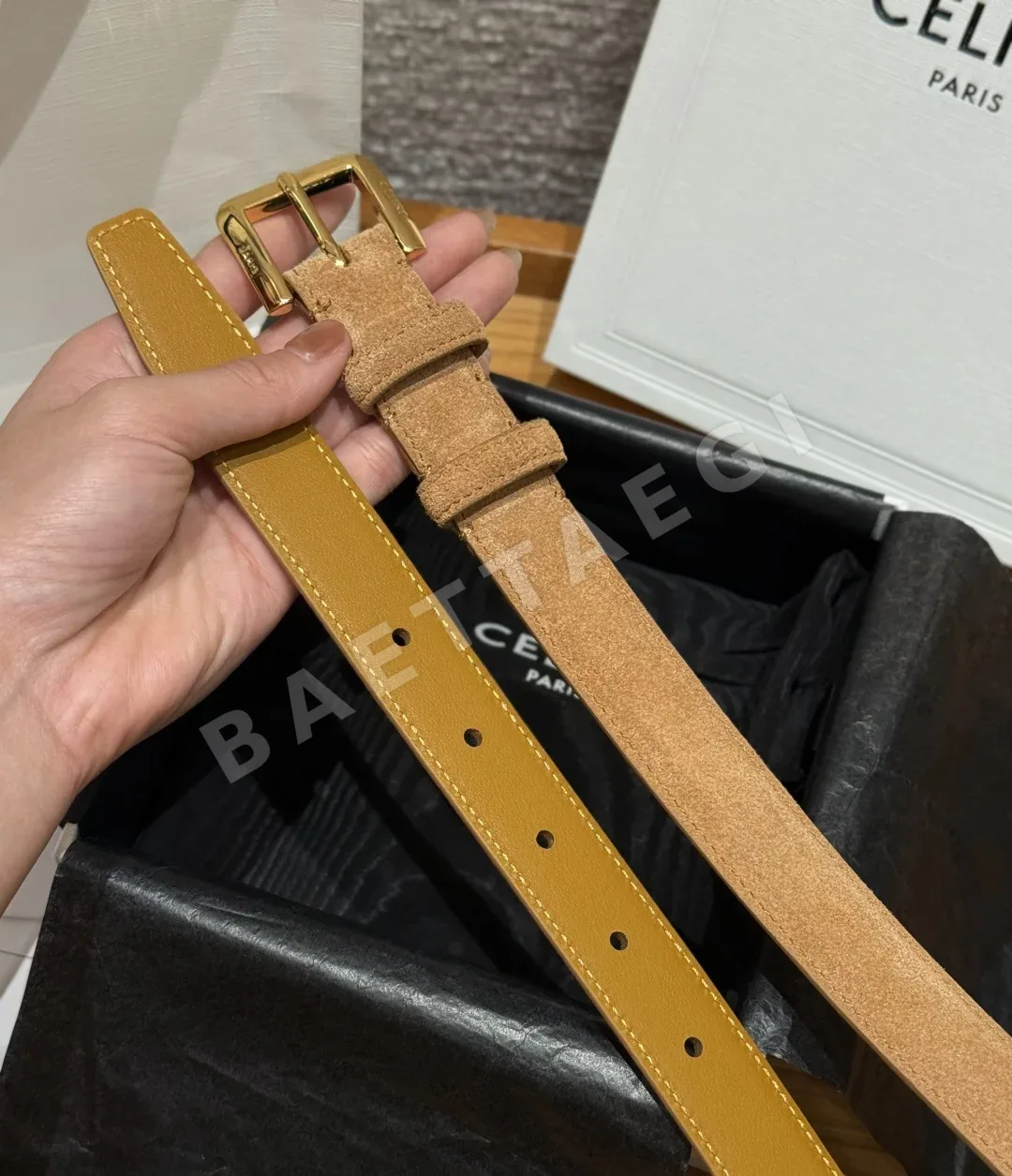 셀린느 메탈 핀 버클 스웨이드 소가죽 벨트 상세 이미지 6