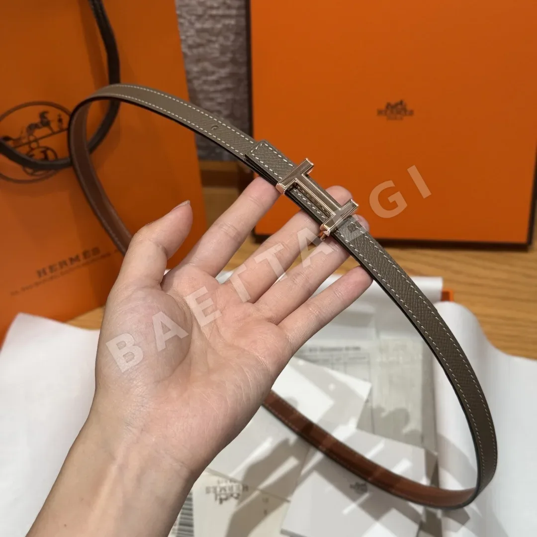 에르메스 미니 H 버클 양면 가죽 벨트 상세 이미지 4