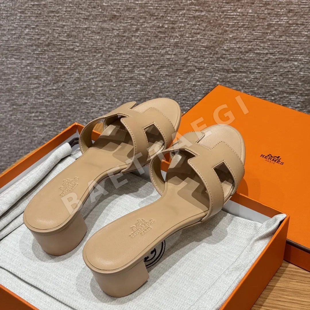 에르메스 오아시스 샌들 베이지 가죽 하이힐 상세 이미지 2