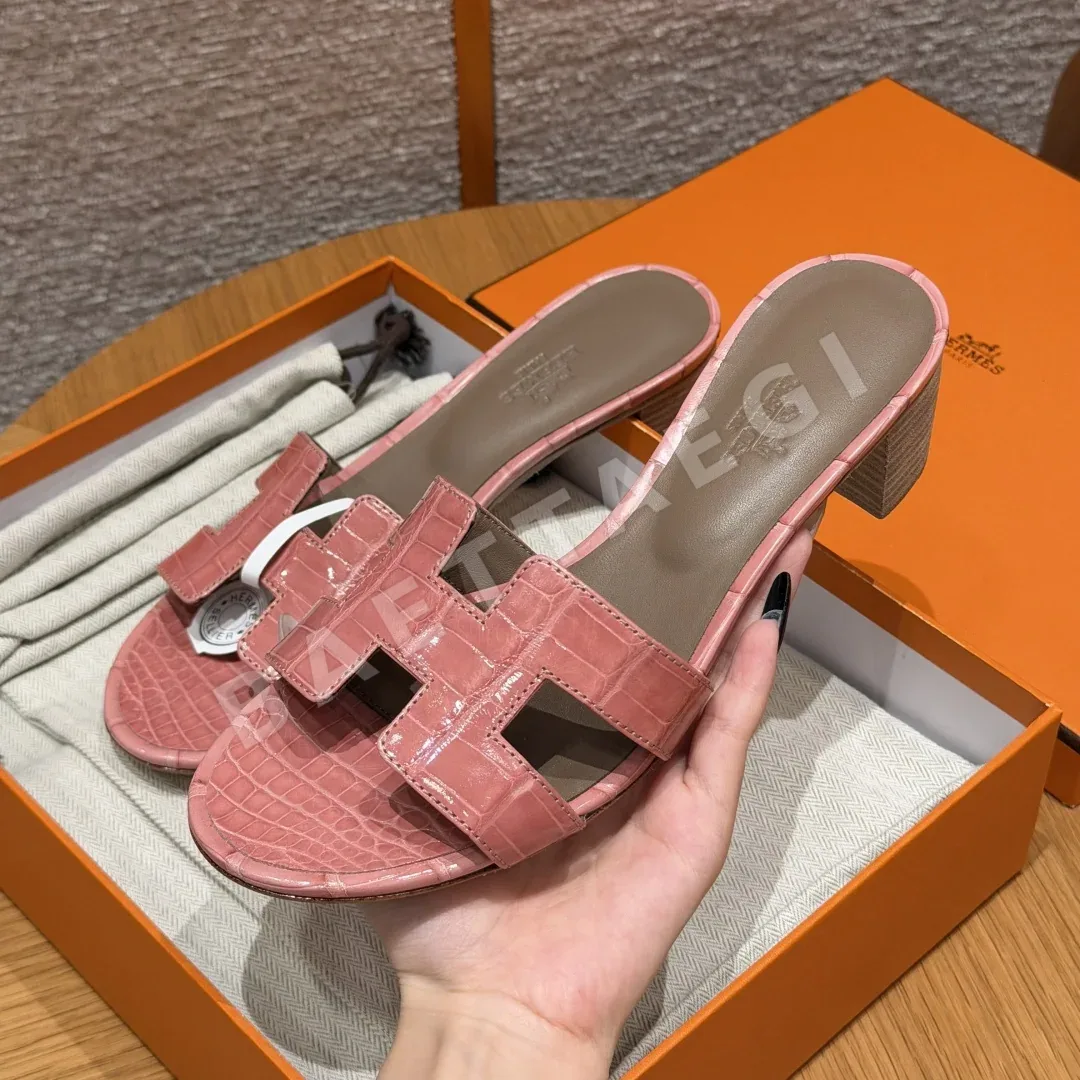 에르메스 오아시스 샌들 밀크쉐이크파우더 가죽 클래식한 H형 상세 이미지 5