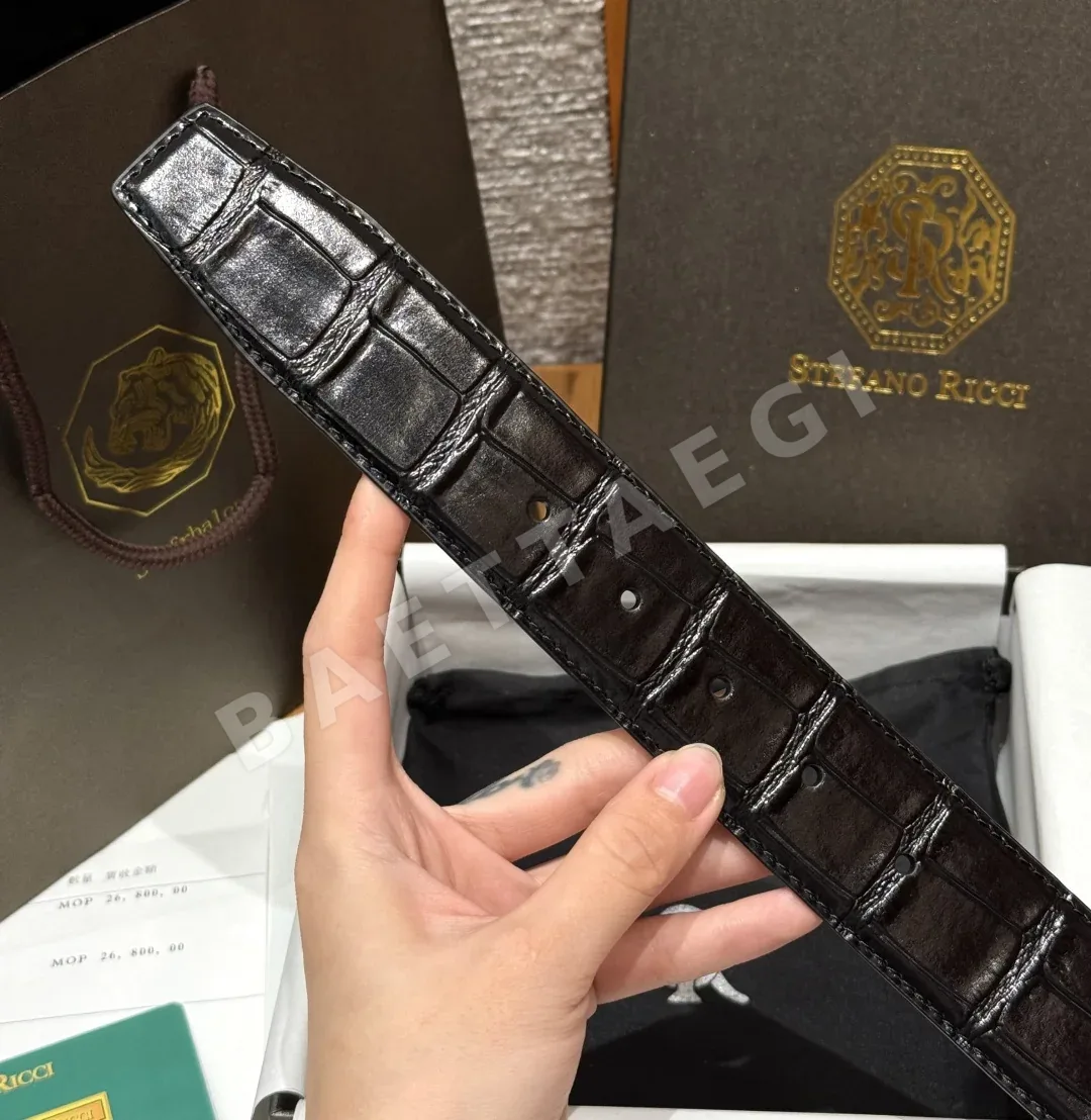 스테파노리치 크로커다일 패턴 소가죽 이글 헤드 벨트 상세 이미지 7