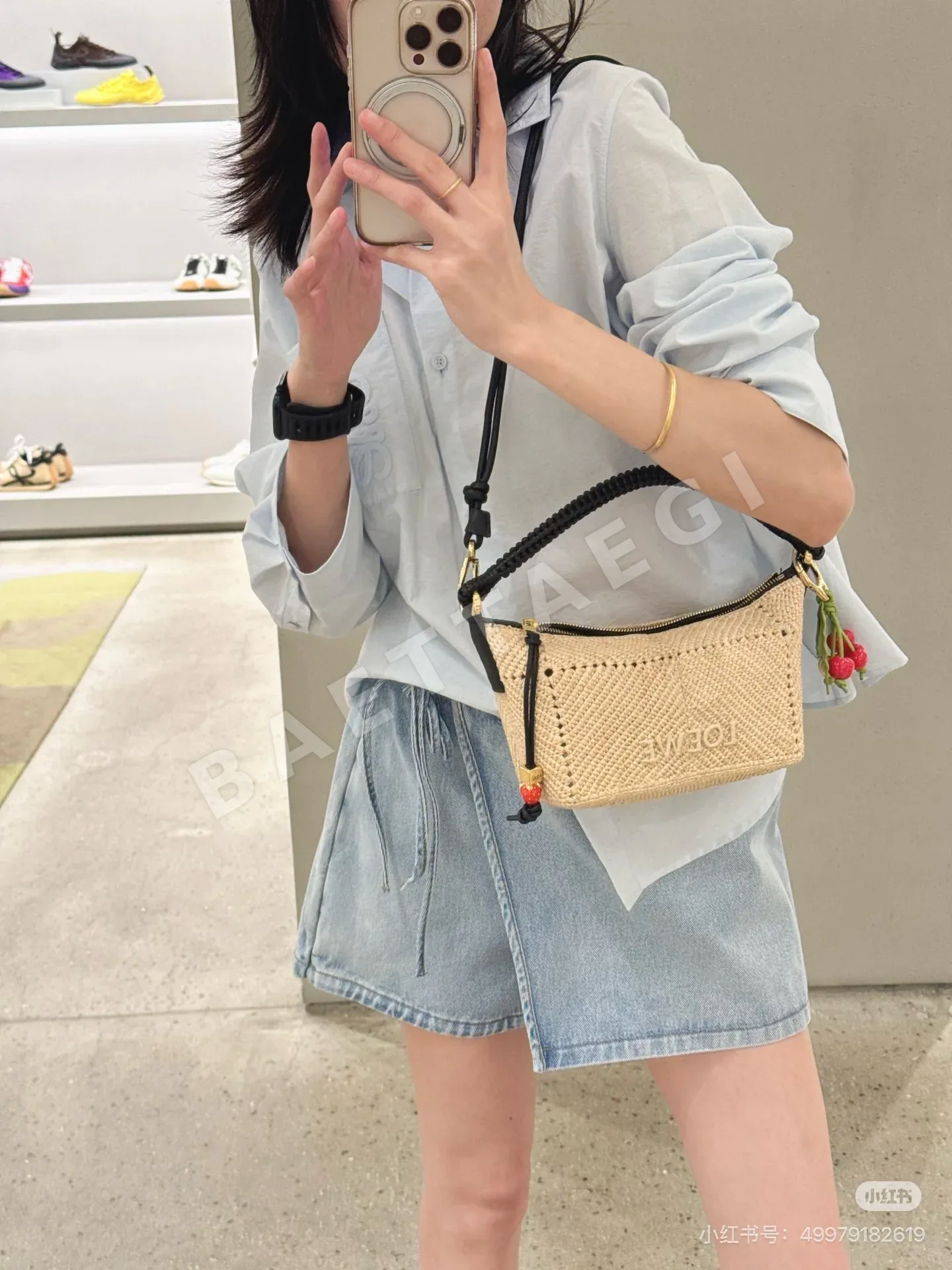 로에베 자수 로고 포켓 카라 긴팔 셔츠 상세 이미지 7