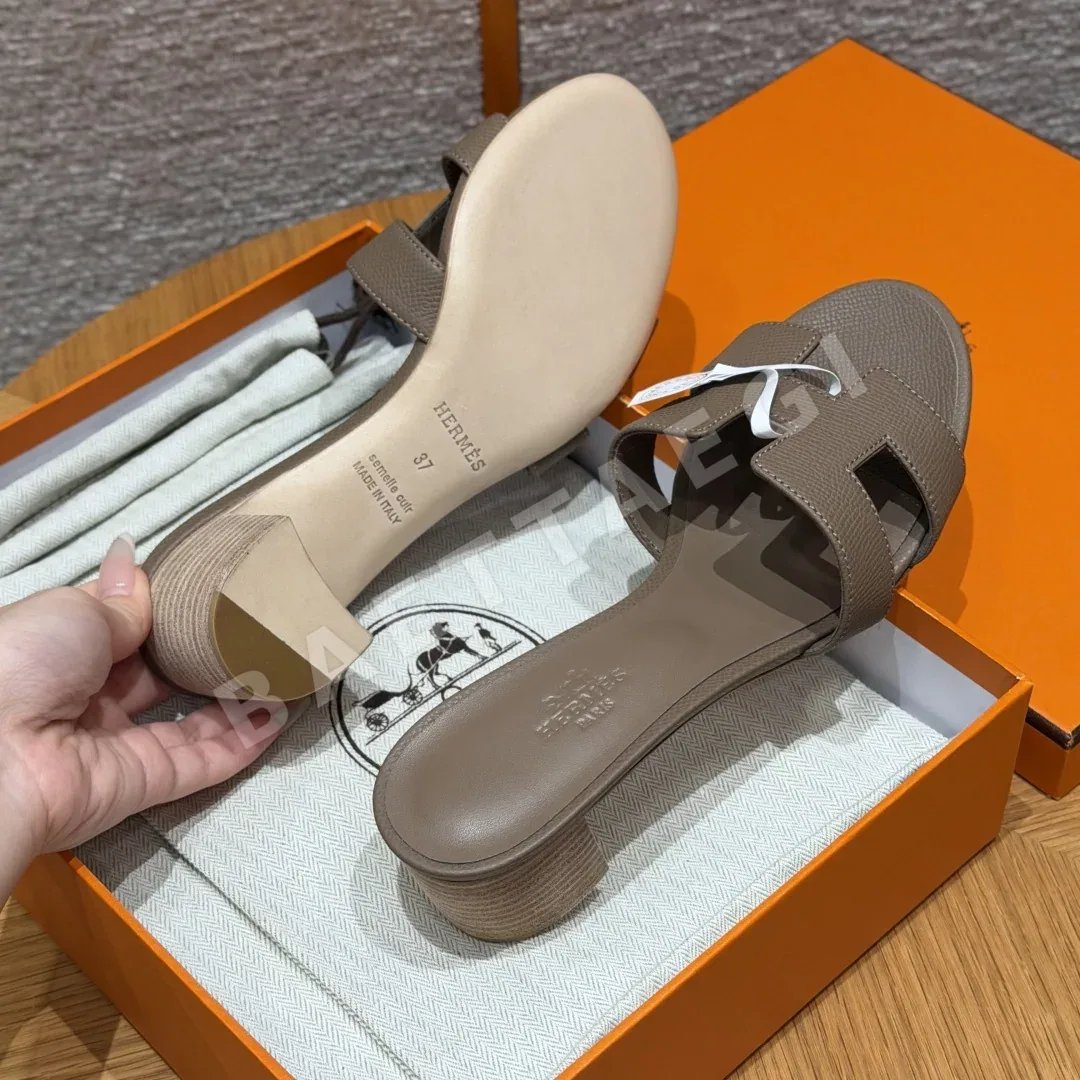 에르메스 오아시스 샌들 가죽 하이힐 스트랩 상세 이미지 6