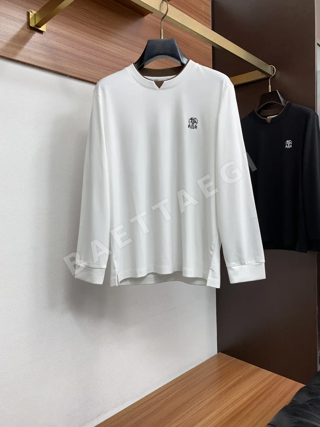브루넬로쿠치넬리 라운드넥 면 울 혼방 긴팔 셔츠 169689