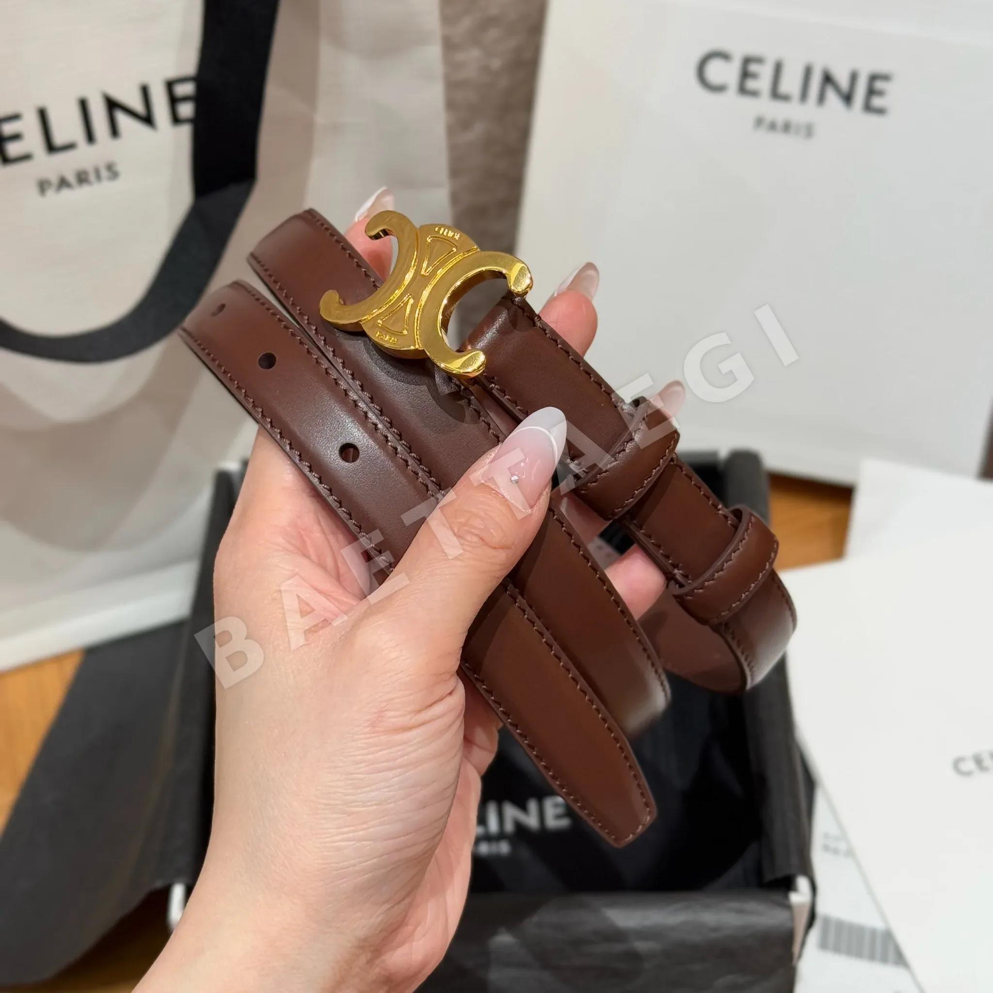 셀린느 개선문 금장 소가죽 벨트 상세 이미지 2