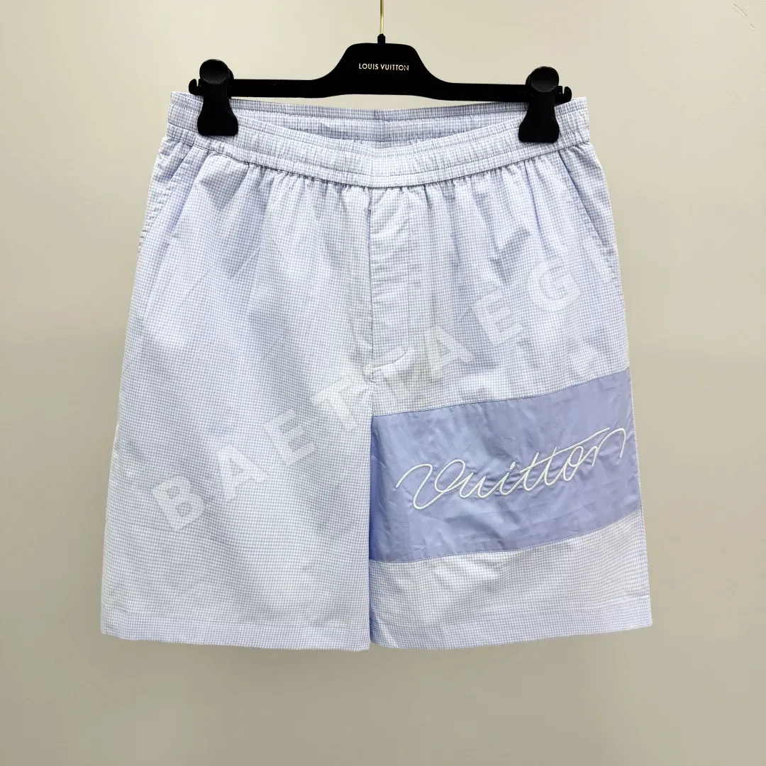 루이비통 체크 자수 레귤러핏 남성 반바지 68958
