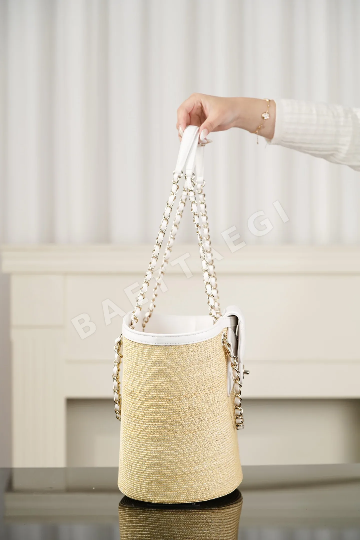 샤넬 라피아 퀼팅 포켓 숄더 토트백 상세 이미지 7