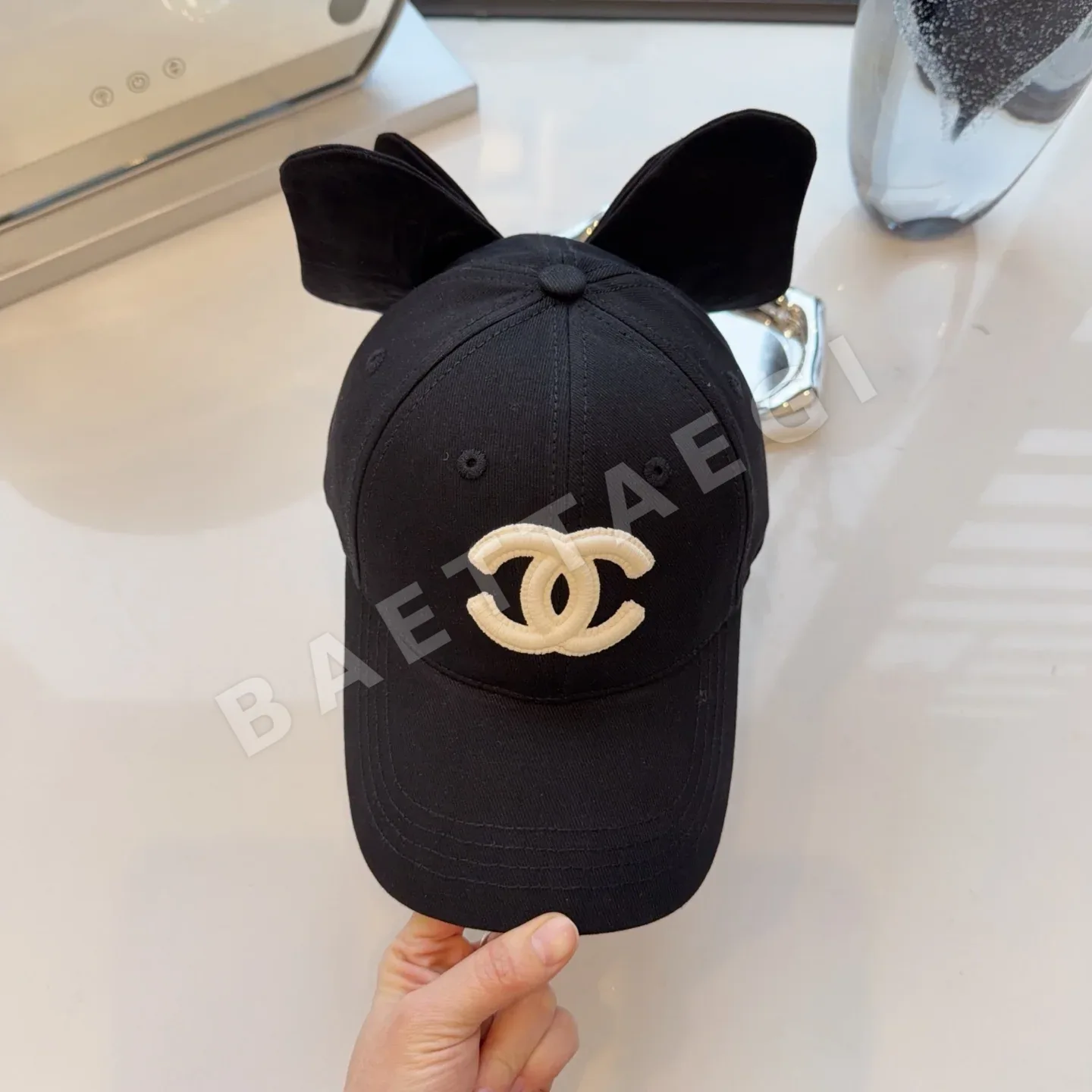 샤넬 리본 더블 C 로고 여자아이용 모자 상세 이미지 9