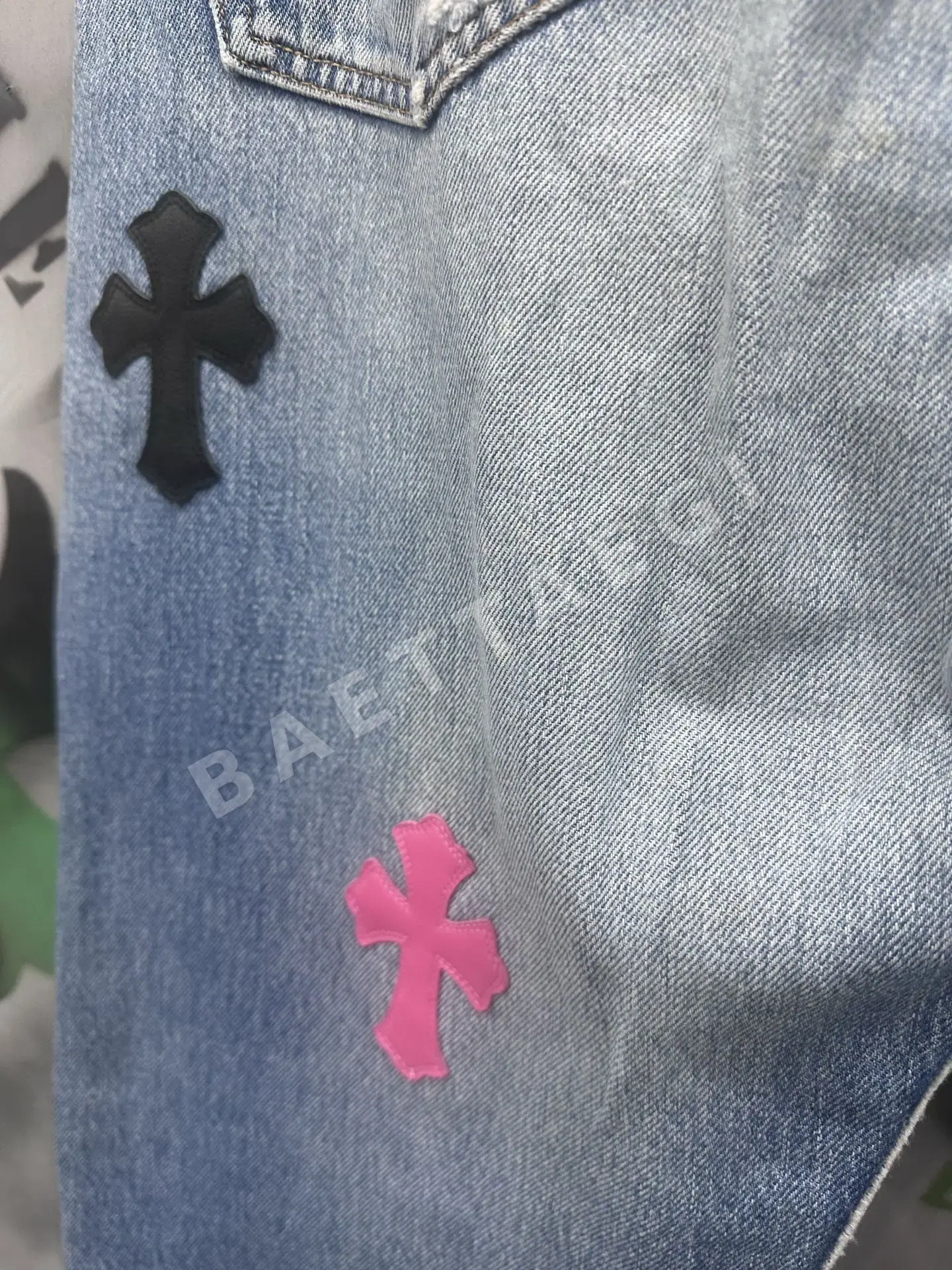 크롬하츠 멀티컬러 패치워크 남성 청바지 상세 이미지 8
