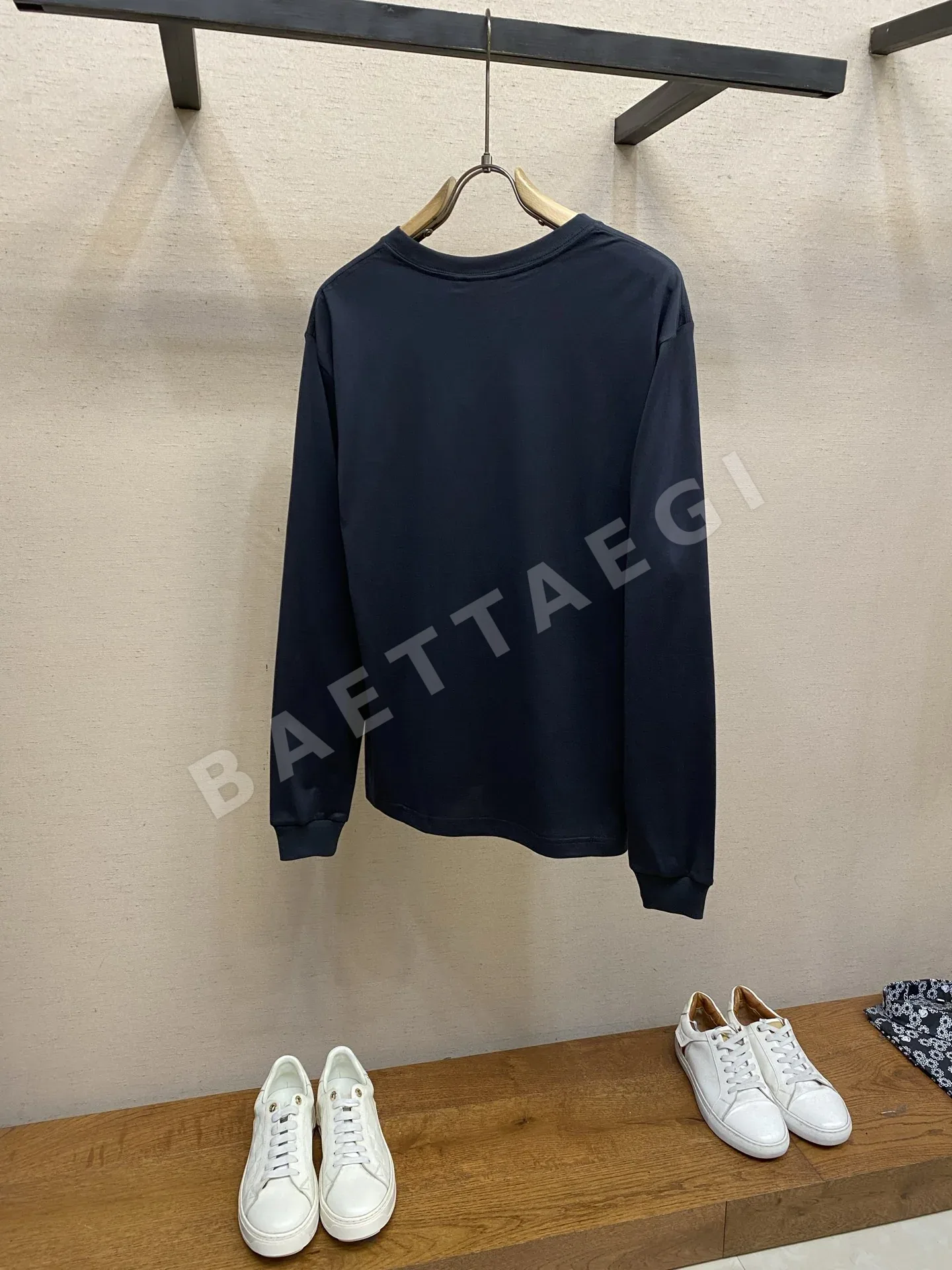 제냐 남성 면 저지 긴팔 티셔츠 상세 이미지 2