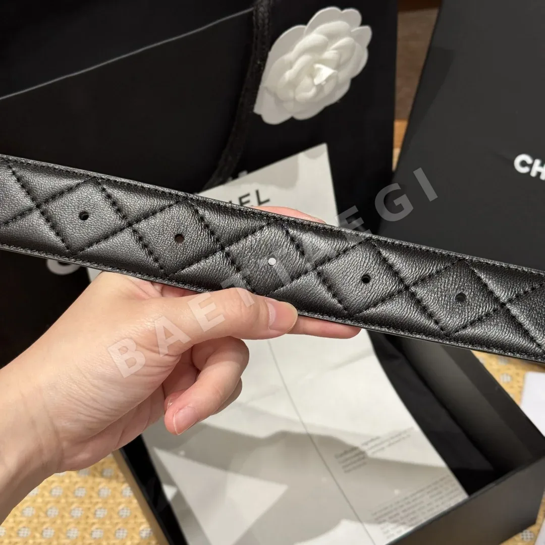샤넬 다이아몬드 패턴 가죽 더블 C 버클 벨트 상세 이미지 7