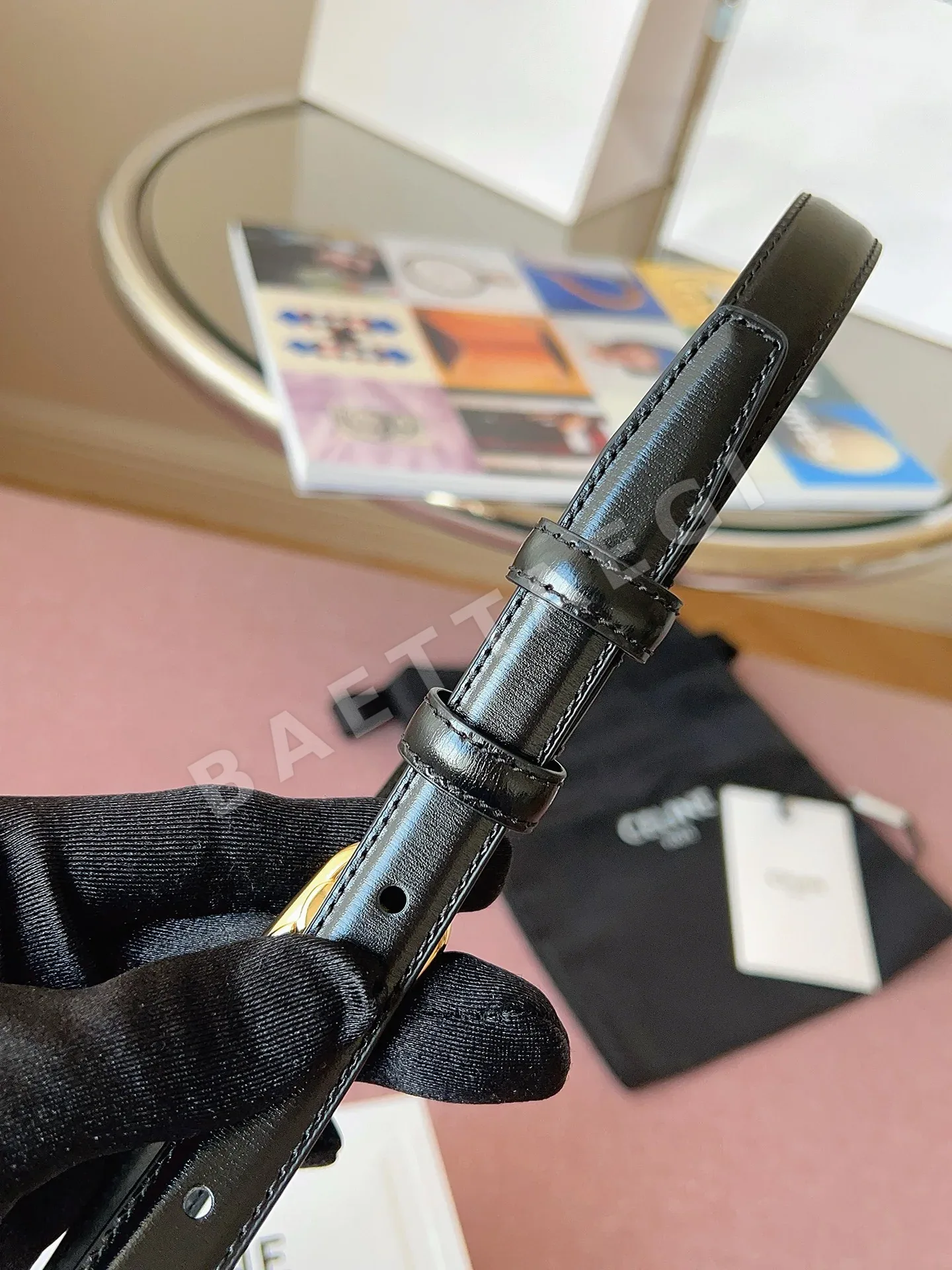 셀린느 블랙 가죽 벨트 상세 이미지 8