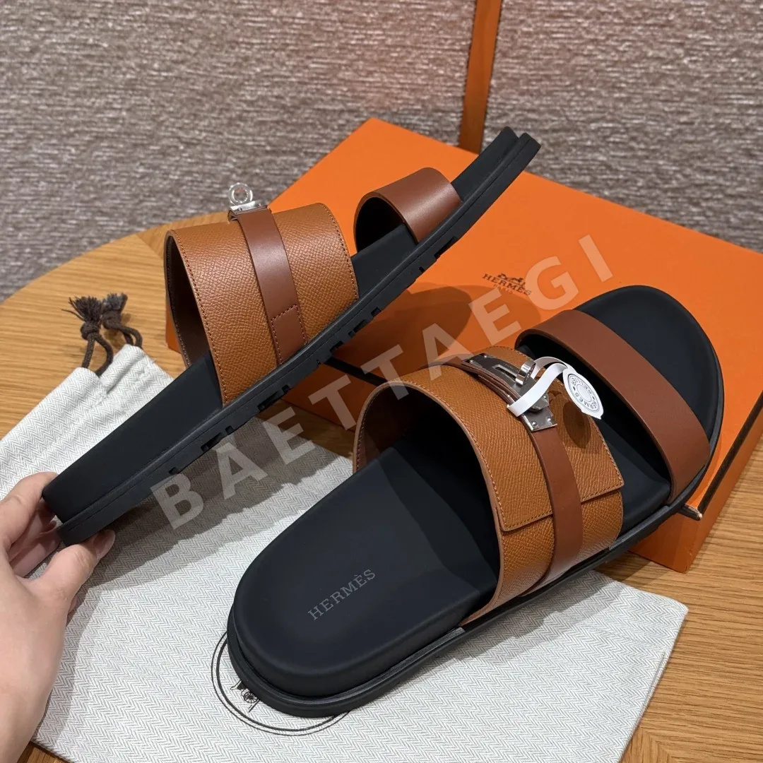 에르메스 잭슨 샌들 내추럴 가죽 실버 하드웨어 상세 이미지 3