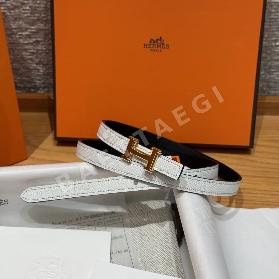 에르메스 미니 H 버클 양면 가죽 벨트 176017