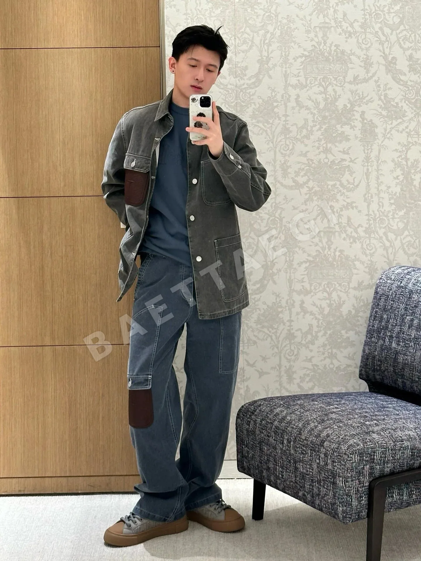 스톤아일랜드 가죽 포켓 데님 재킷 긴팔 상세 이미지 8
