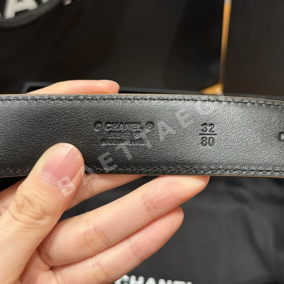 샤넬 더블 C 메탈 로고 램스킨 벨트 상세 이미지 7