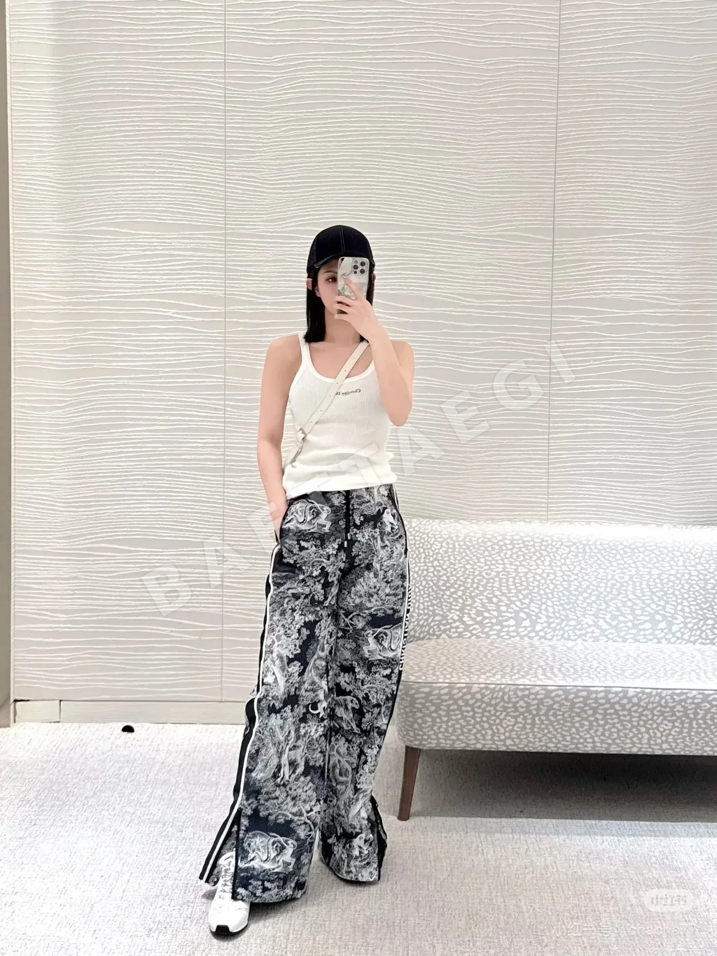 디올 자카드 방풍 여성 바지 96505