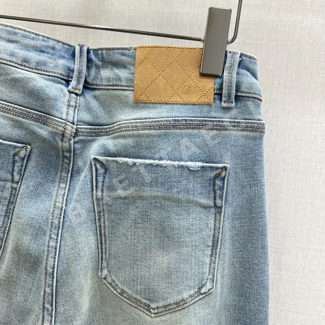 샤넬 라인스톤 더블 C 스트레이트 레그 여성 바지 상세 이미지 7