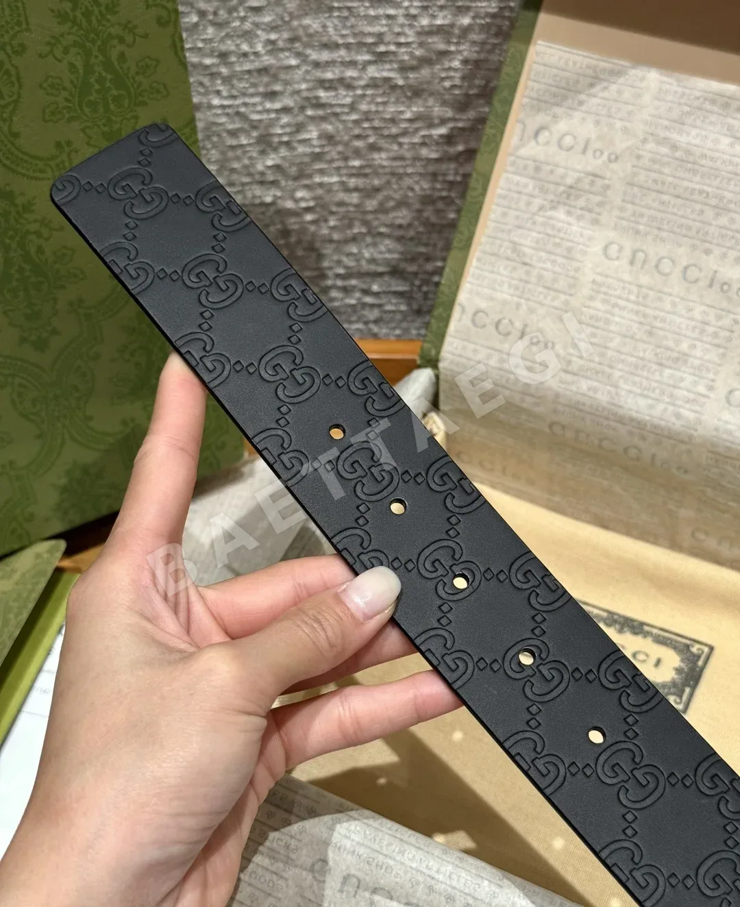 구찌 더블 G 버클 소가죽 벨트 4 CM 상세 이미지 8