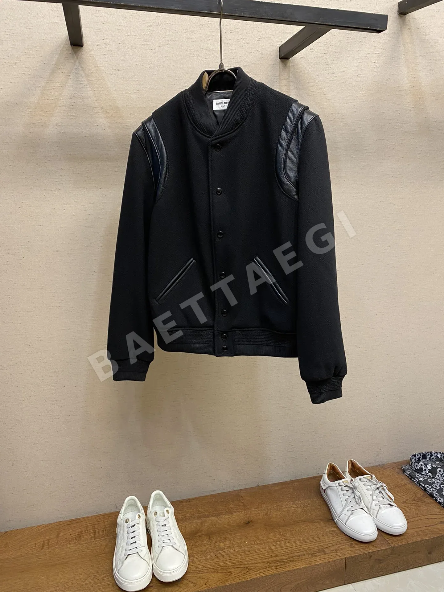생로랑 울 패치워크 야구 자켓 207585