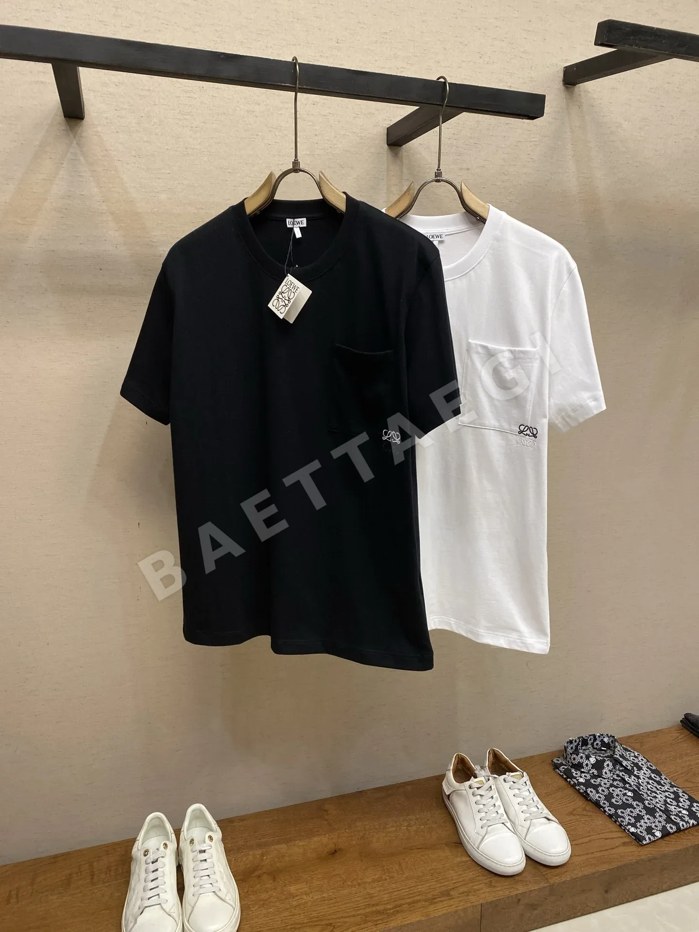 로에베 컬러 블록 코튼 반팔 티셔츠 상세 이미지 3