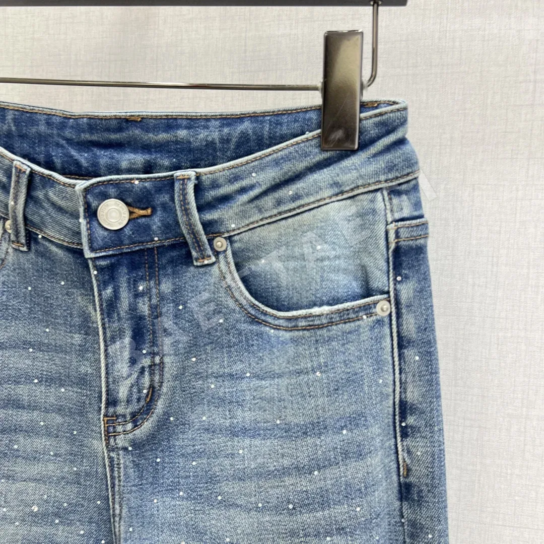 샤넬 라인스톤 장식 하이웨이스트 플레어 바지 상세 이미지 3