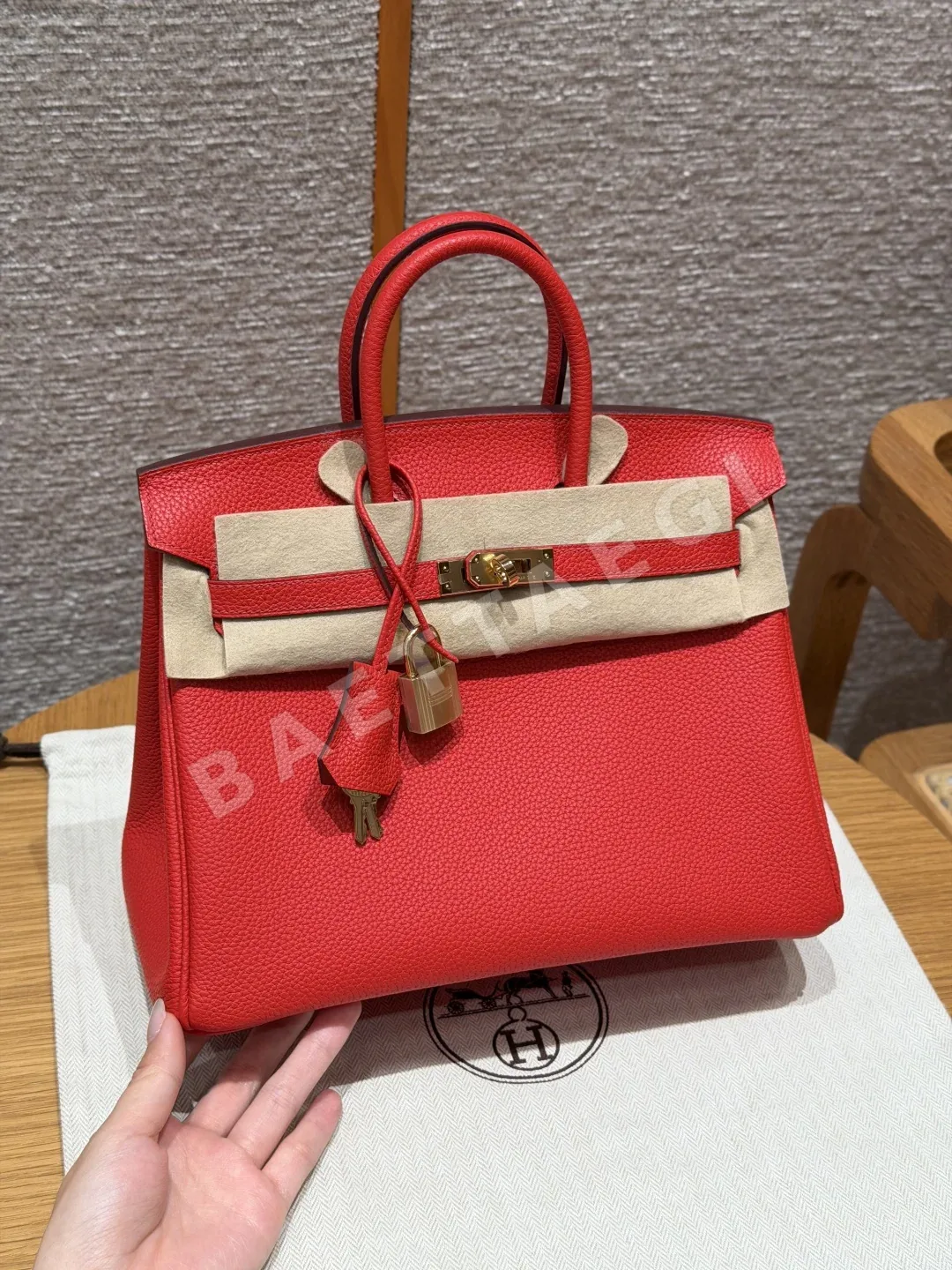 에르메스 버킨 25 레드 토고 가죽 가방 144724
