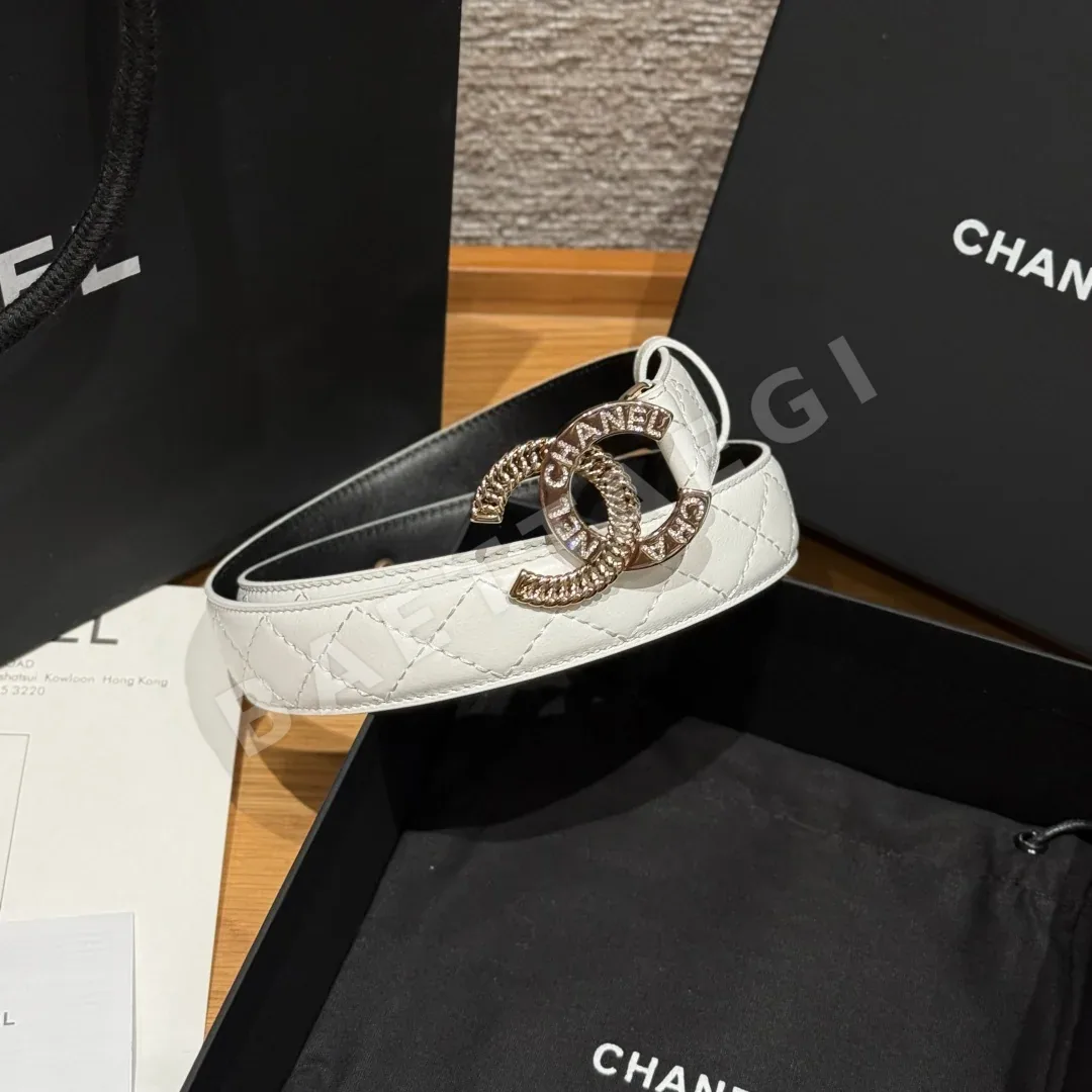 샤넬 더블 C 메탈 로고 램스킨 벨트 상세 이미지 2