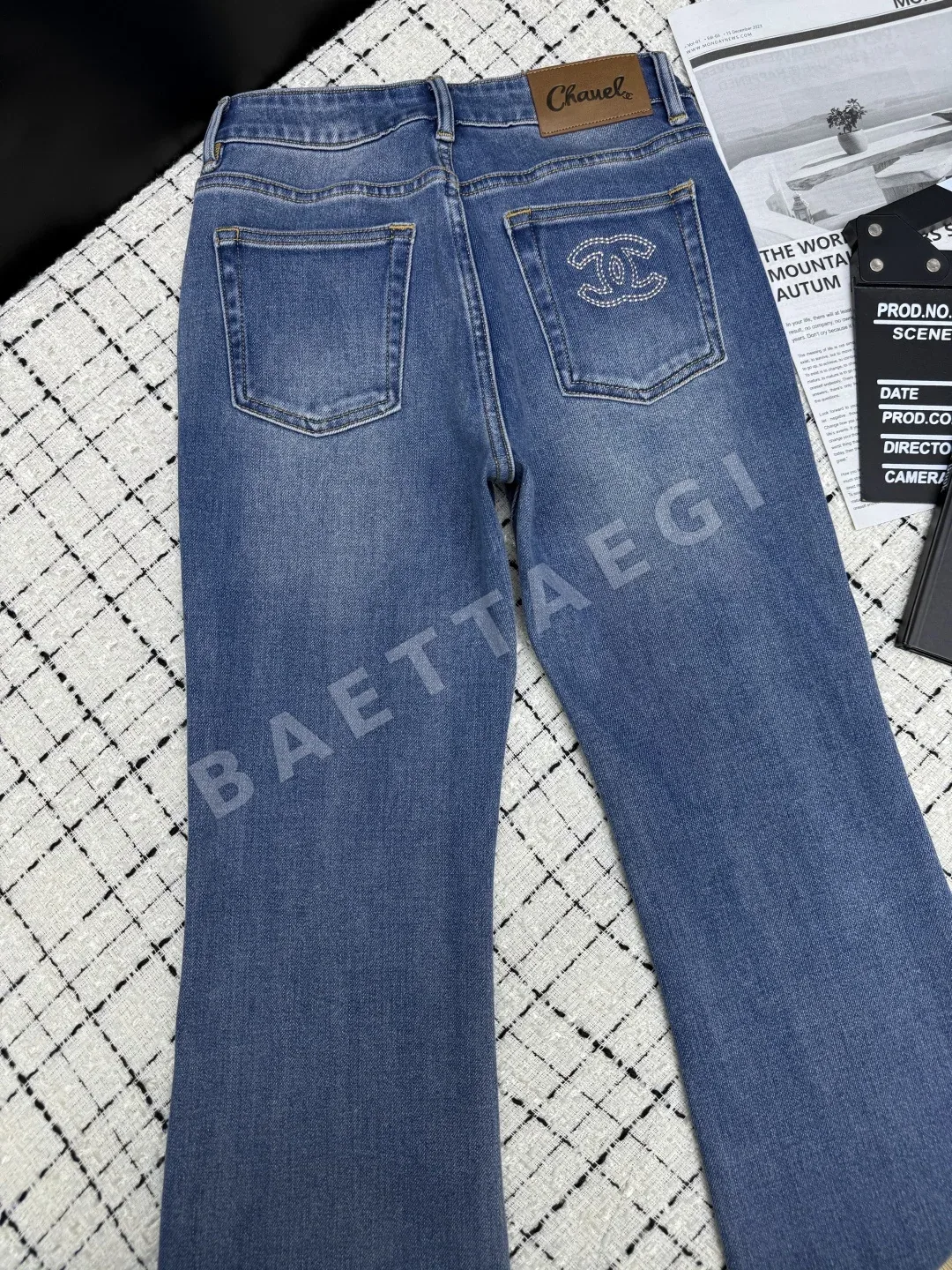 샤넬 자수 백포켓 플레어 여성 바지 상세 이미지 7