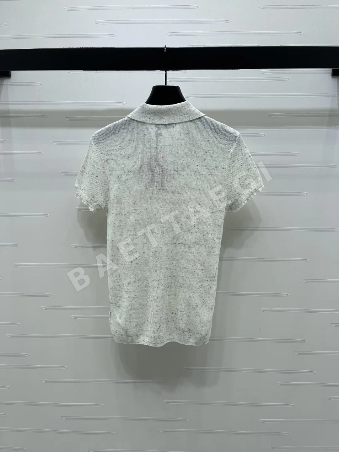 미우미우 플라워 패턴 카라 니트 반팔 여성 탑 상세 이미지 8