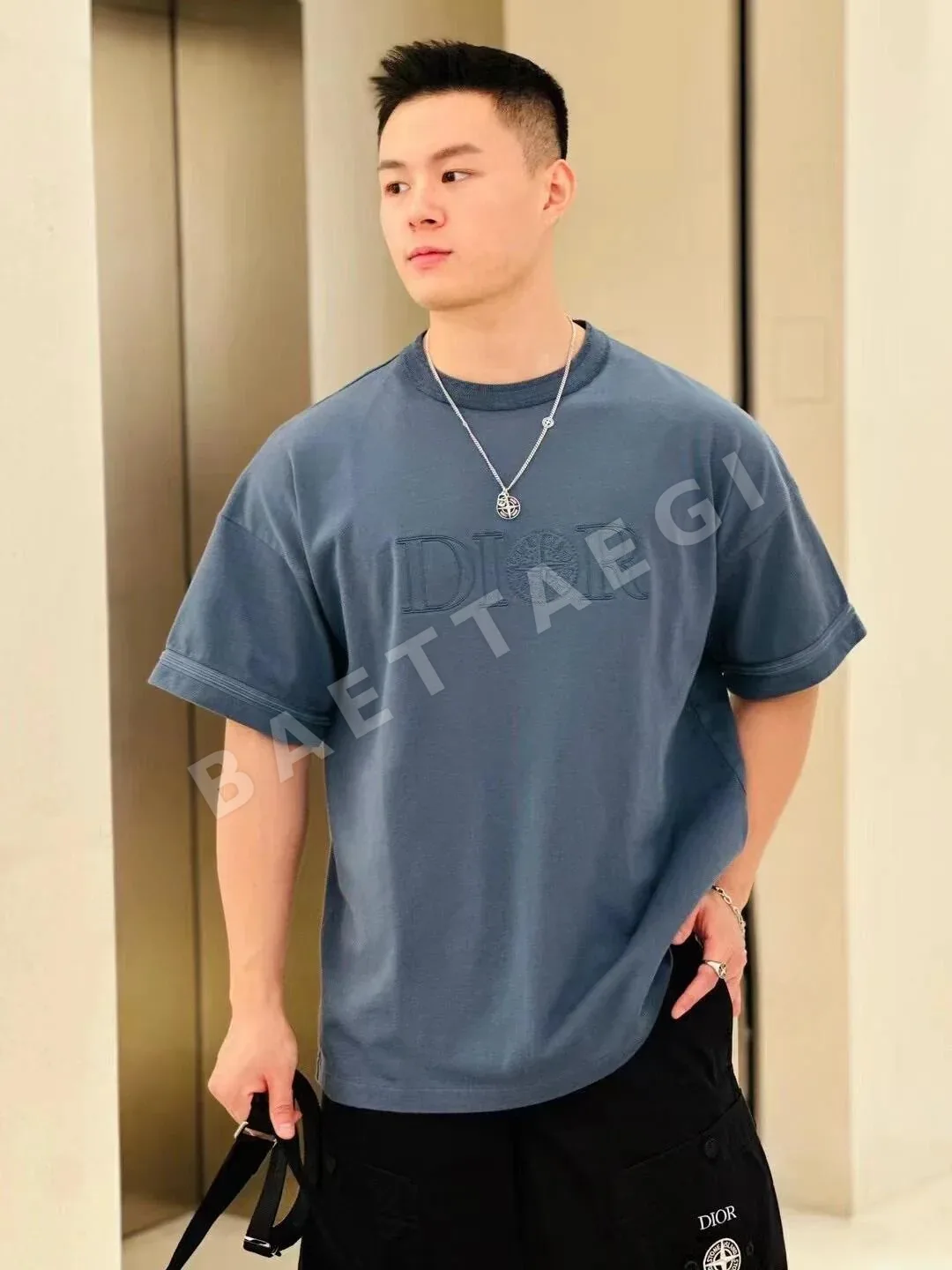 스톤아일랜드 로고 자수 크루넥 반팔 티셔츠 상세 이미지 7