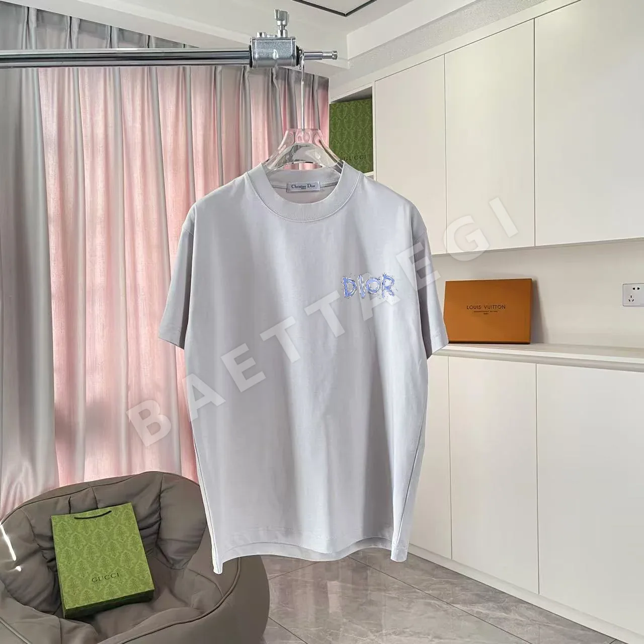디올 로고 프린트 남성 반팔 티셔츠 47478