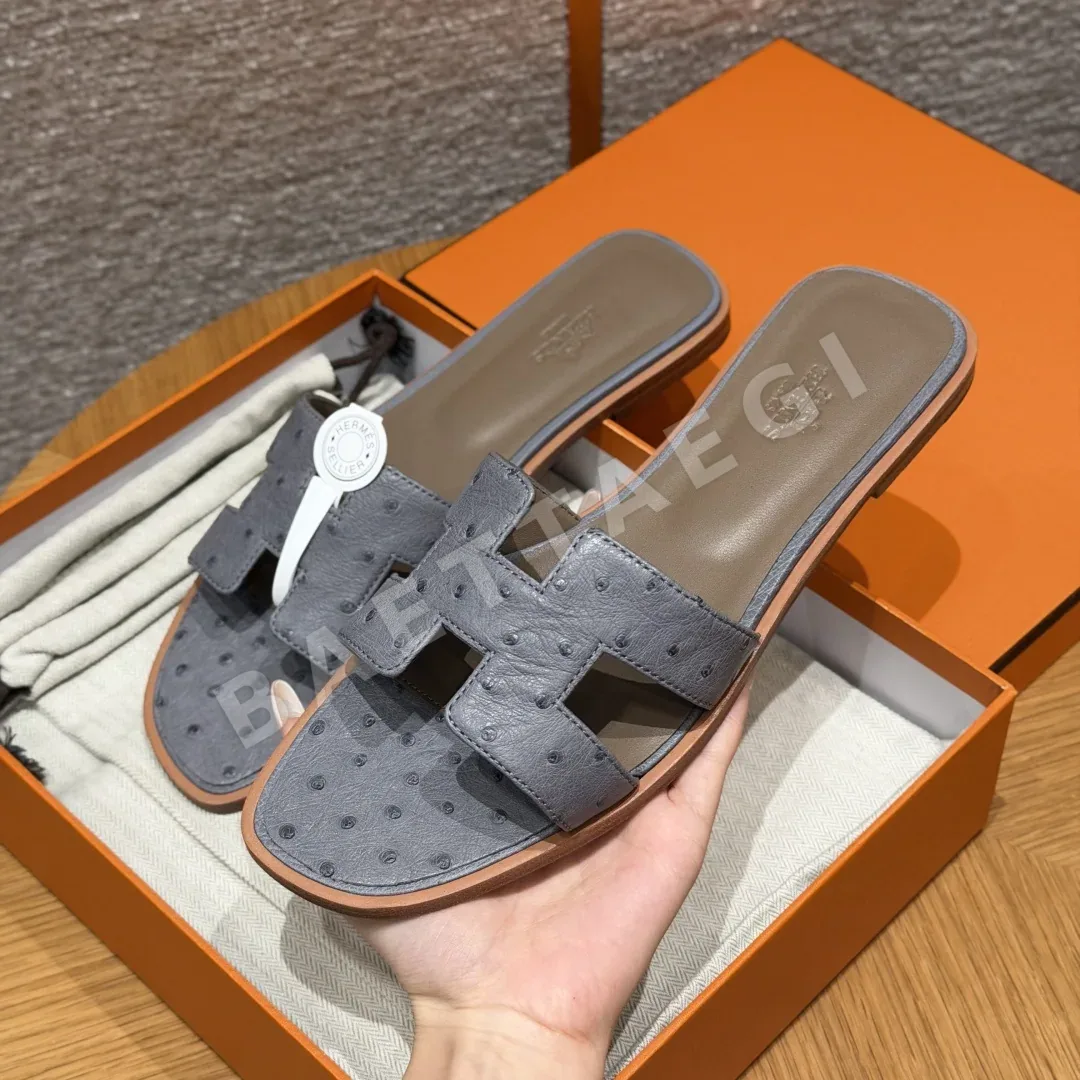 에르메스 오란 샌들 아게이트그레이 타조가죽 H 컷아웃 상세 이미지 2