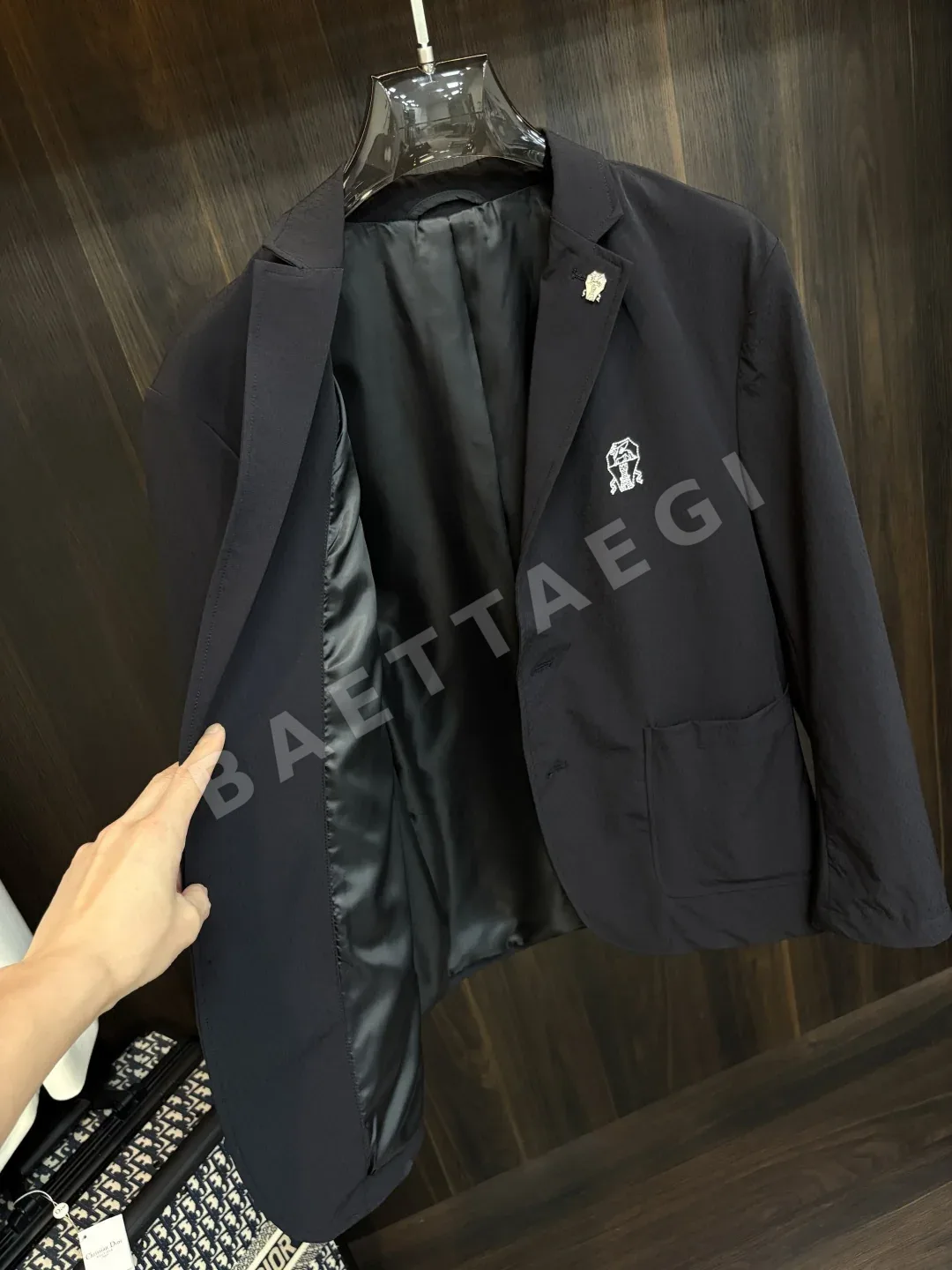 브루넬로쿠치넬리 레터 로고 자수 슬림 블레이저 자켓 상세 이미지 2