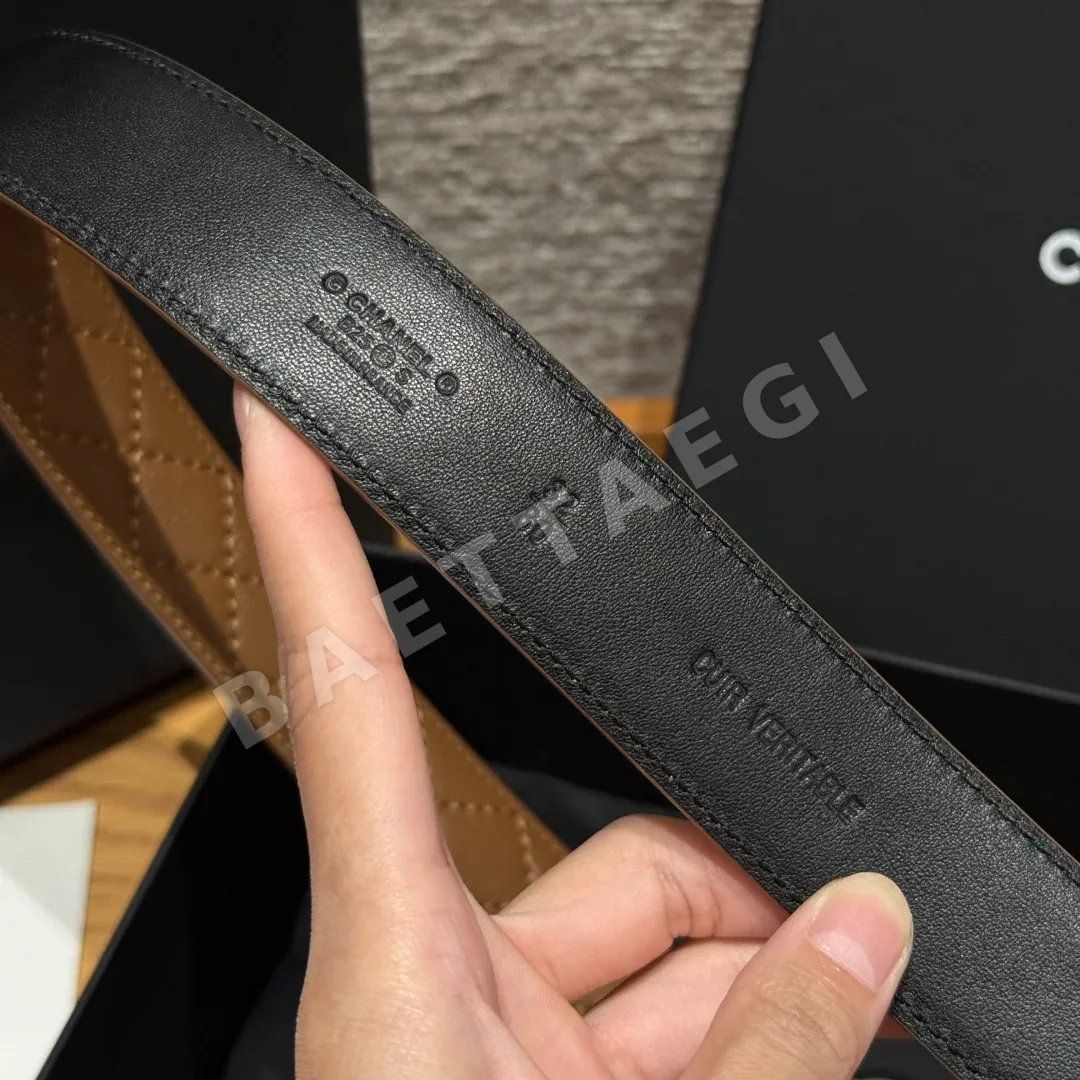 샤넬 더블 C 메탈 로고 램스킨 벨트 상세 이미지 6
