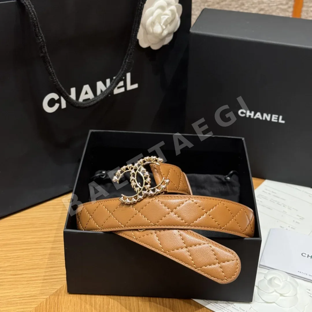 샤넬 램스킨 더블 C 로고 벨트 173922