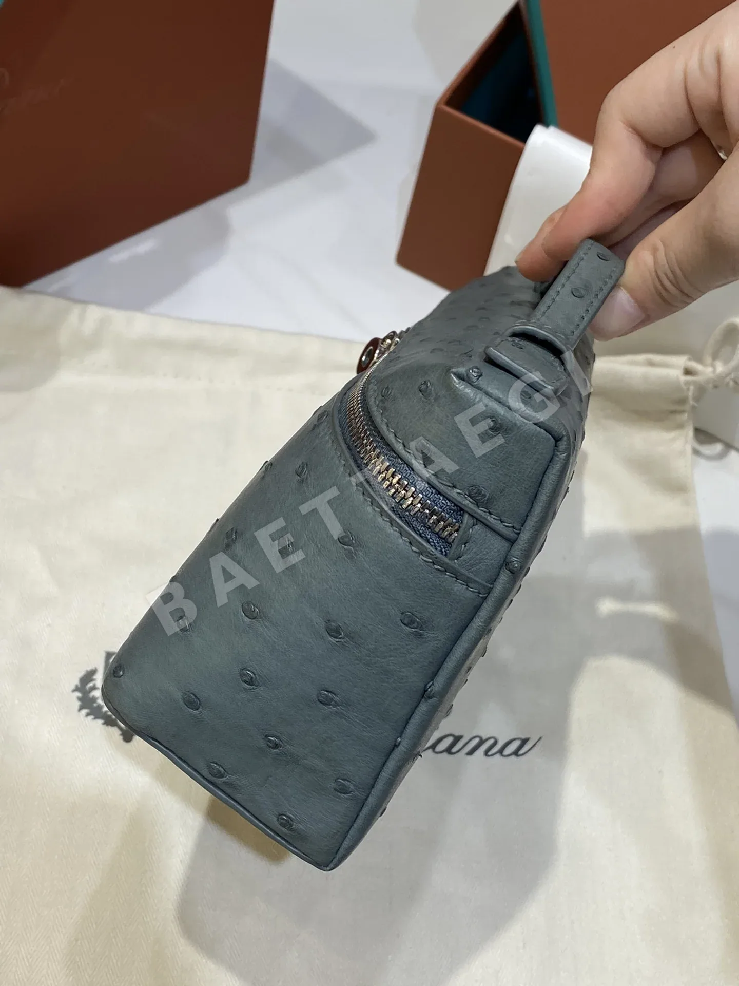 로로피아나 타조가죽 미니 핸드백 상세 이미지 5