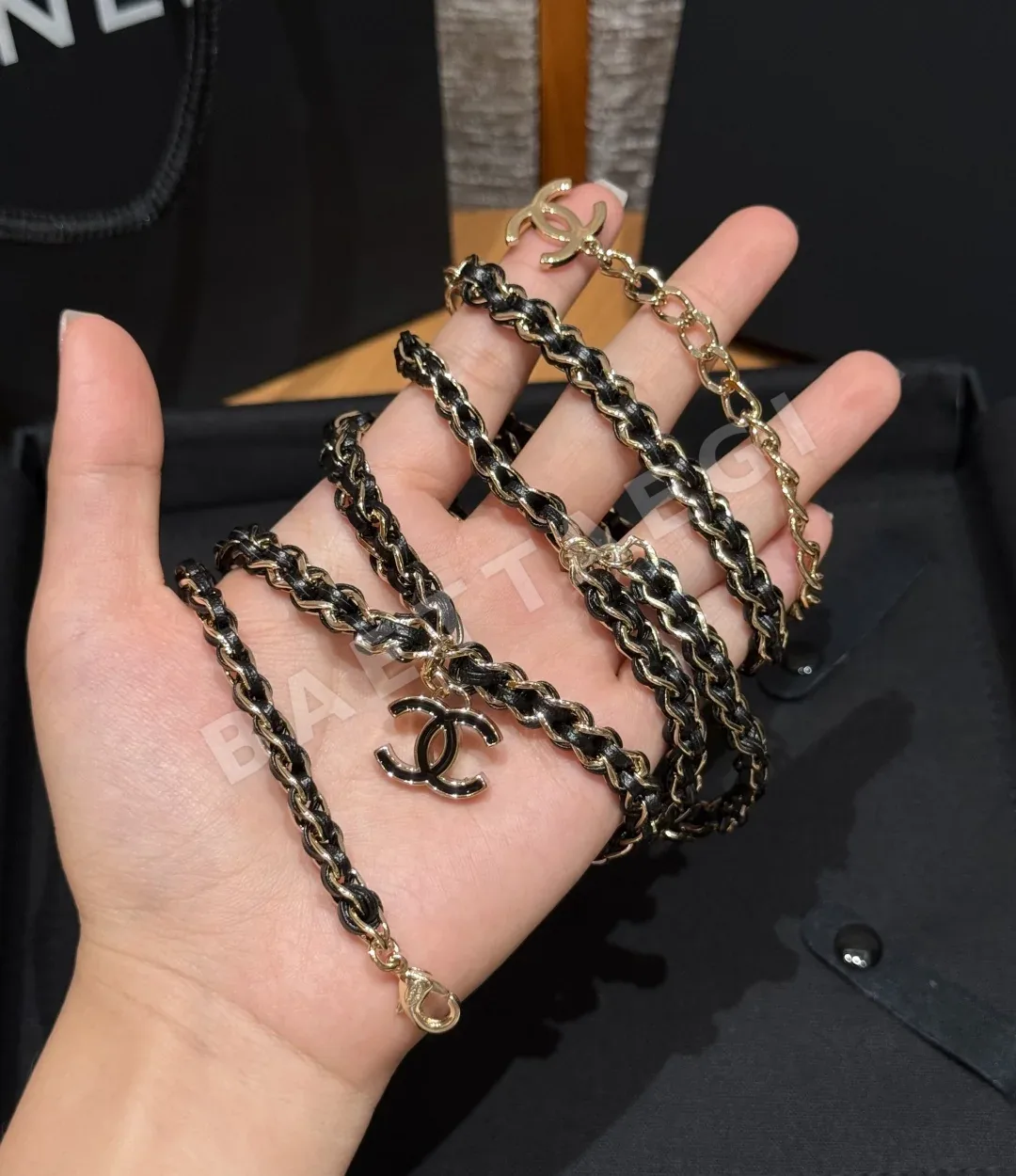 샤넬 더블 C 로고 체인 가죽 벨트 상세 이미지 3