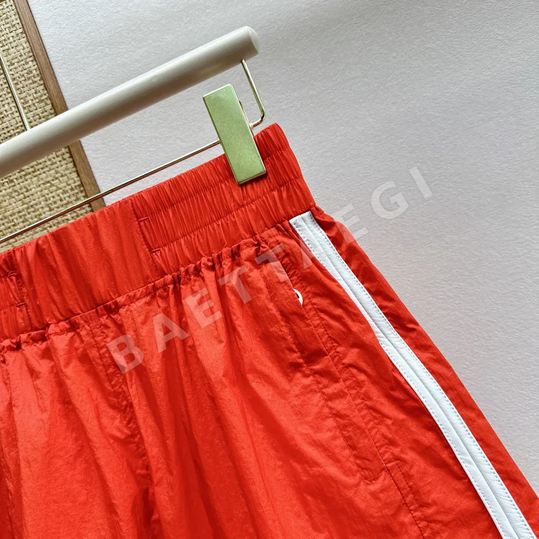 샤넬 램스킨 트림 하이웨스트 컬러블록 여성 액티브웨어 반바지 상세 이미지 4