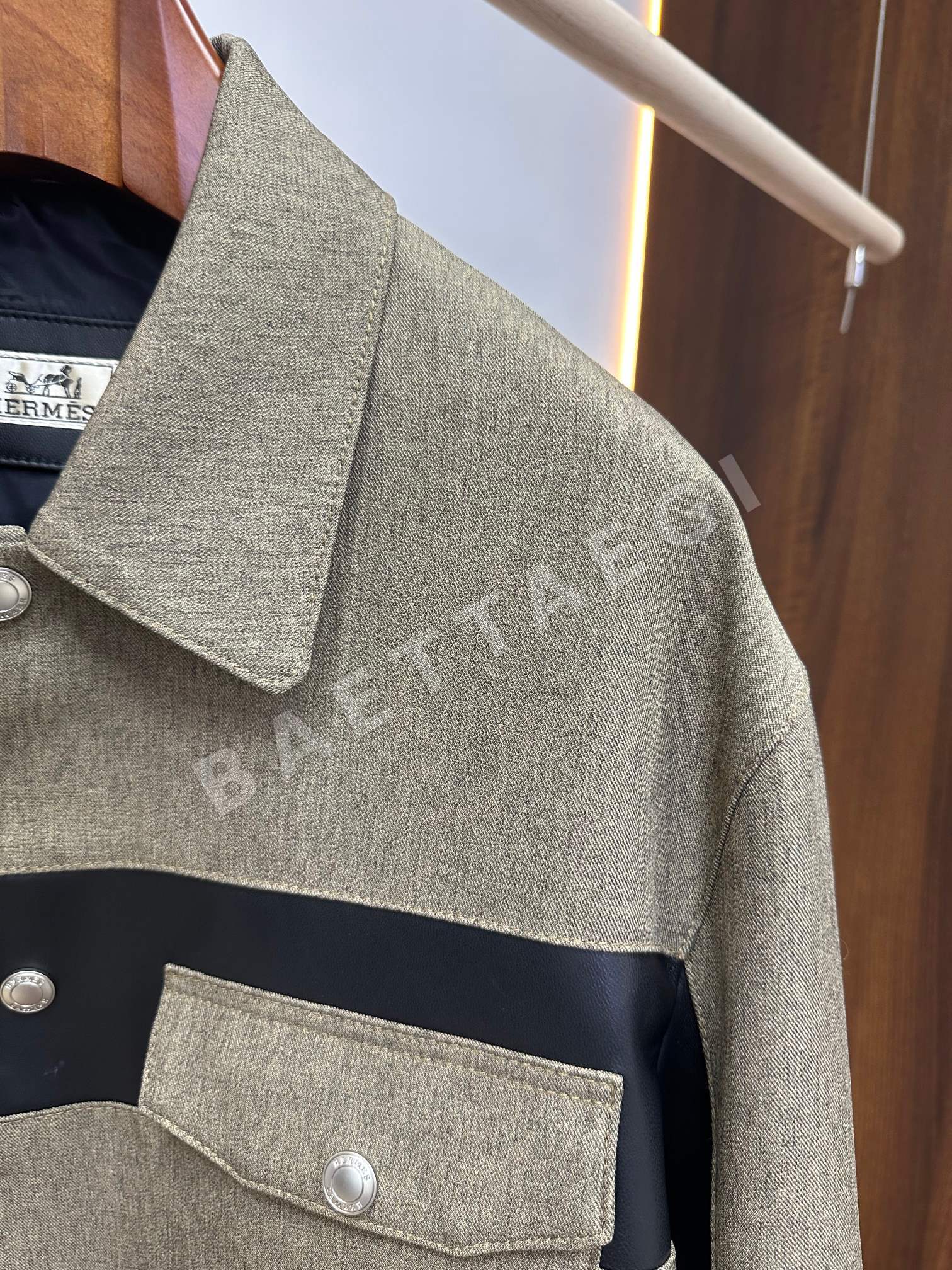 에르메스 울 시프스킨 패치워크 남성 자켓 상세 이미지 9