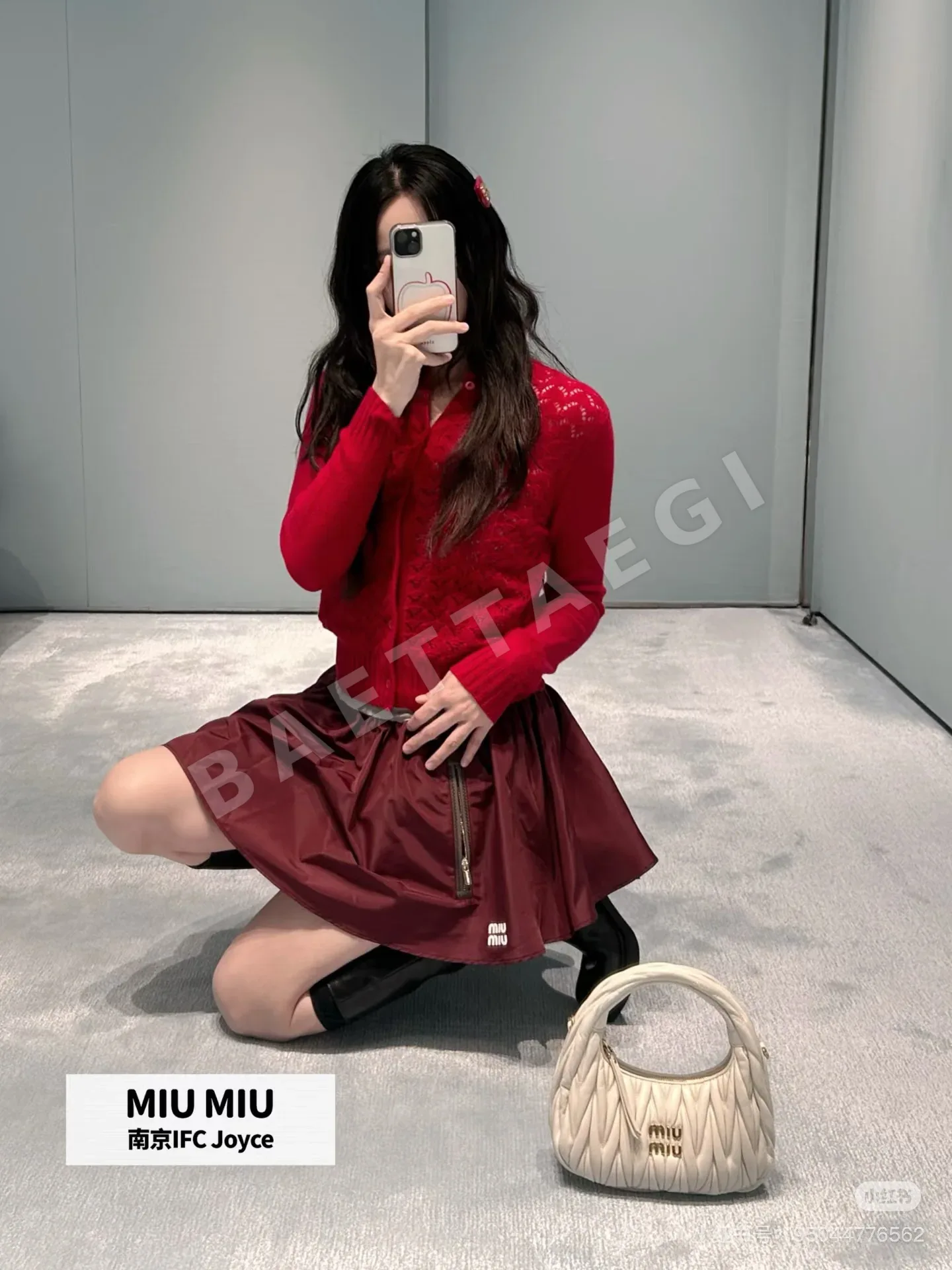 미우미우 캐시미어 반소매 가디건 상세 이미지 3