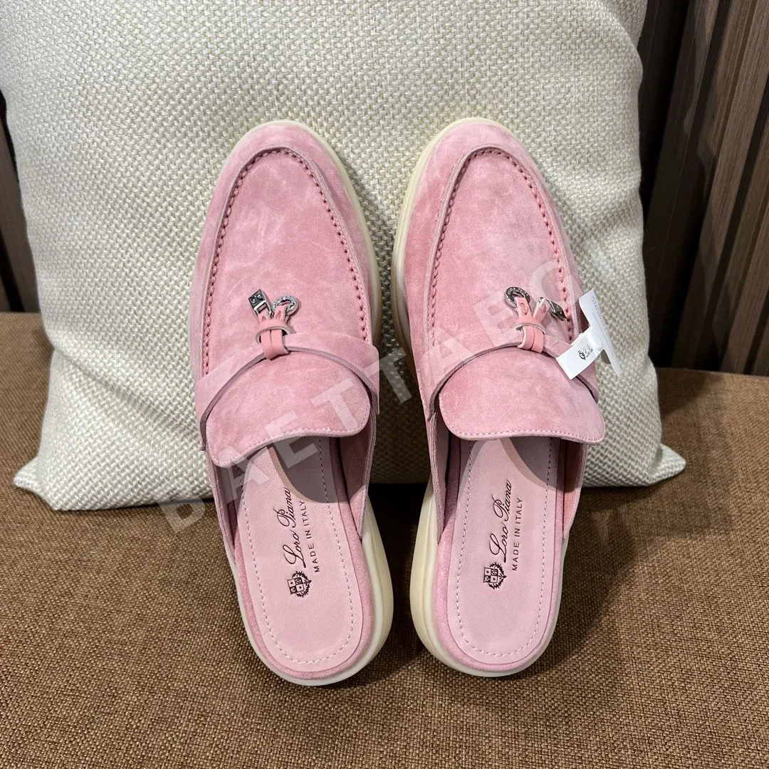 로로피아나 핑크 천연가죽 슬리퍼 9797