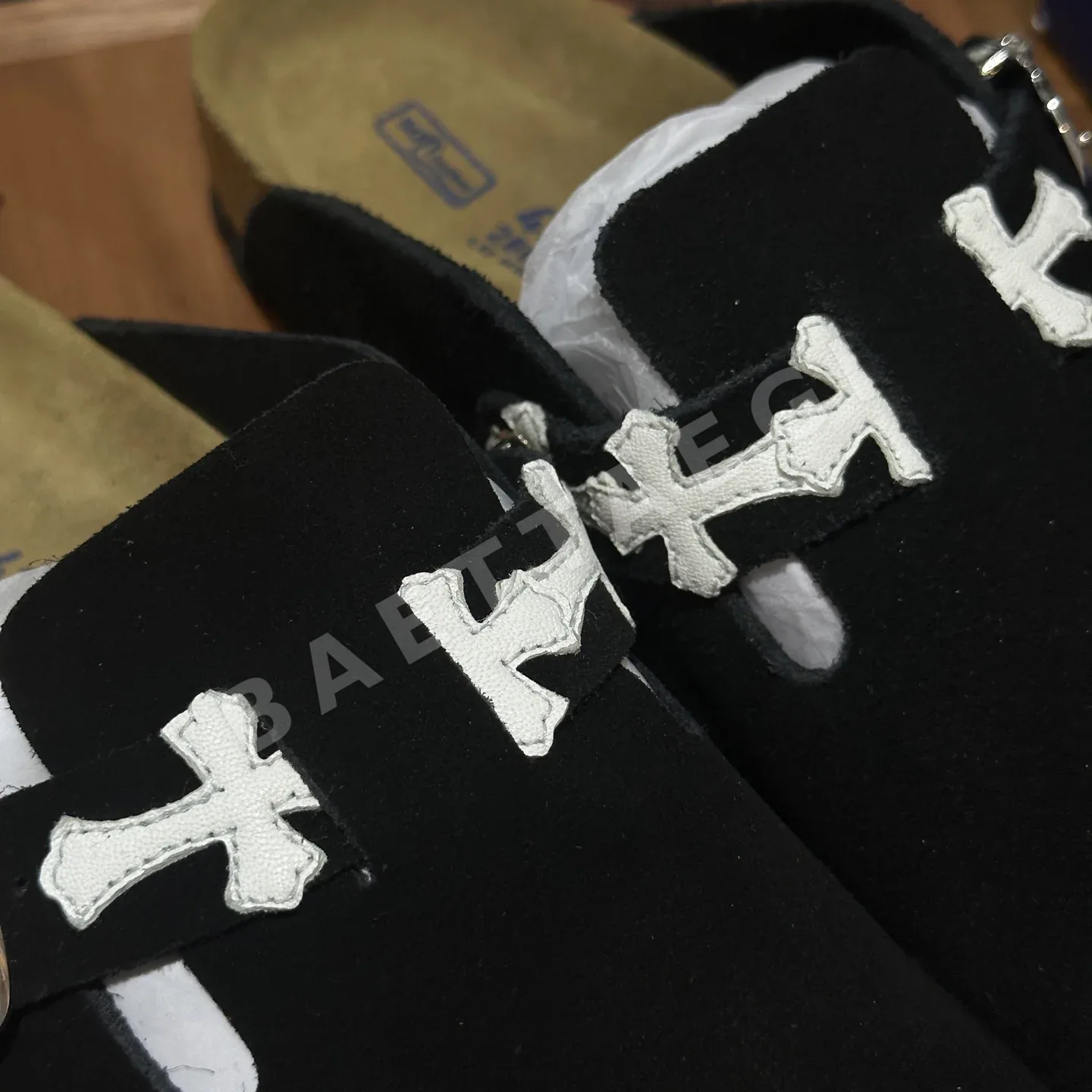 크롬하츠 샌들 블랙 가죽 크로스 스타일 상세 이미지 5