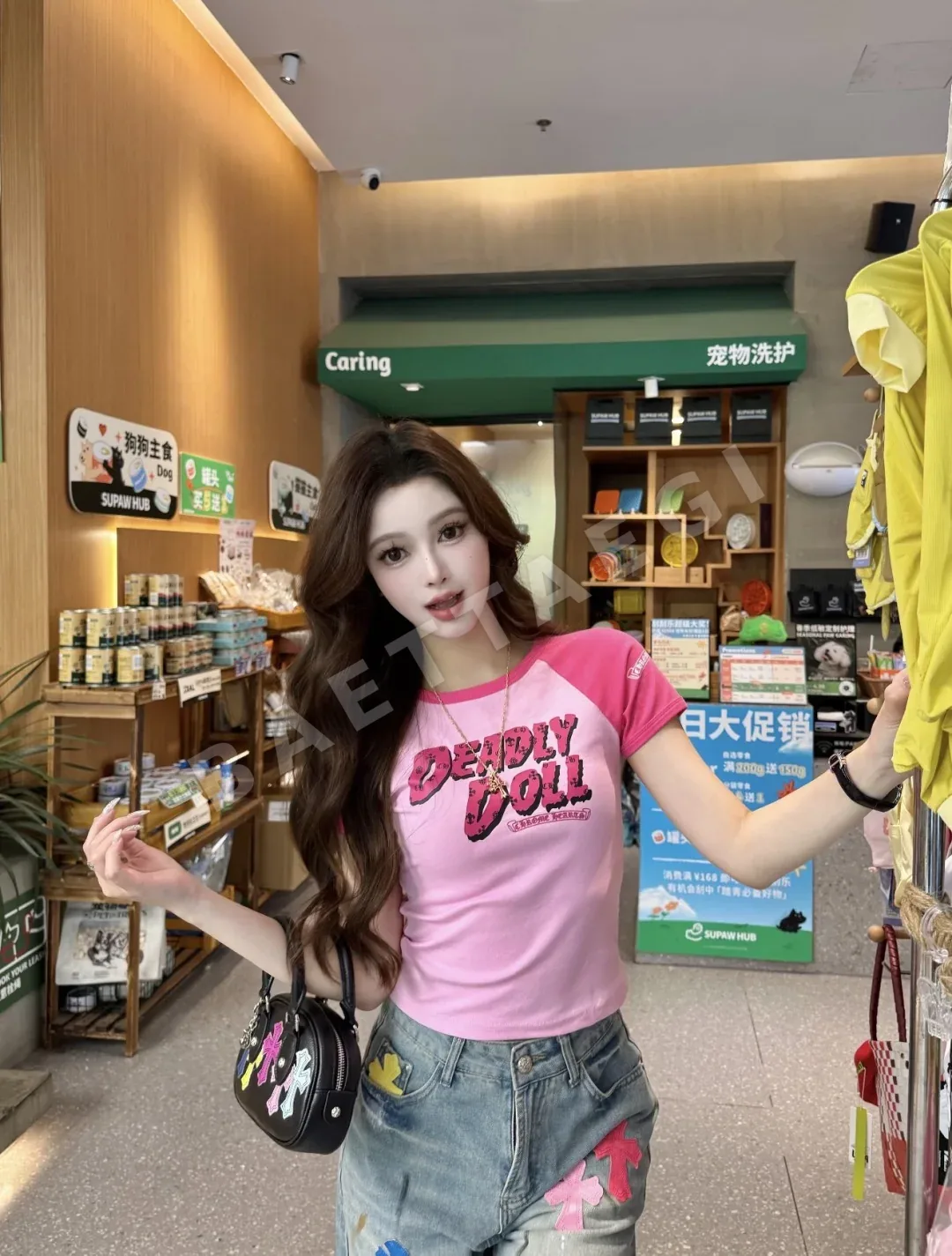 크롬하츠 래글런 슬리브 여성 반팔 티셔츠 상세 이미지 5